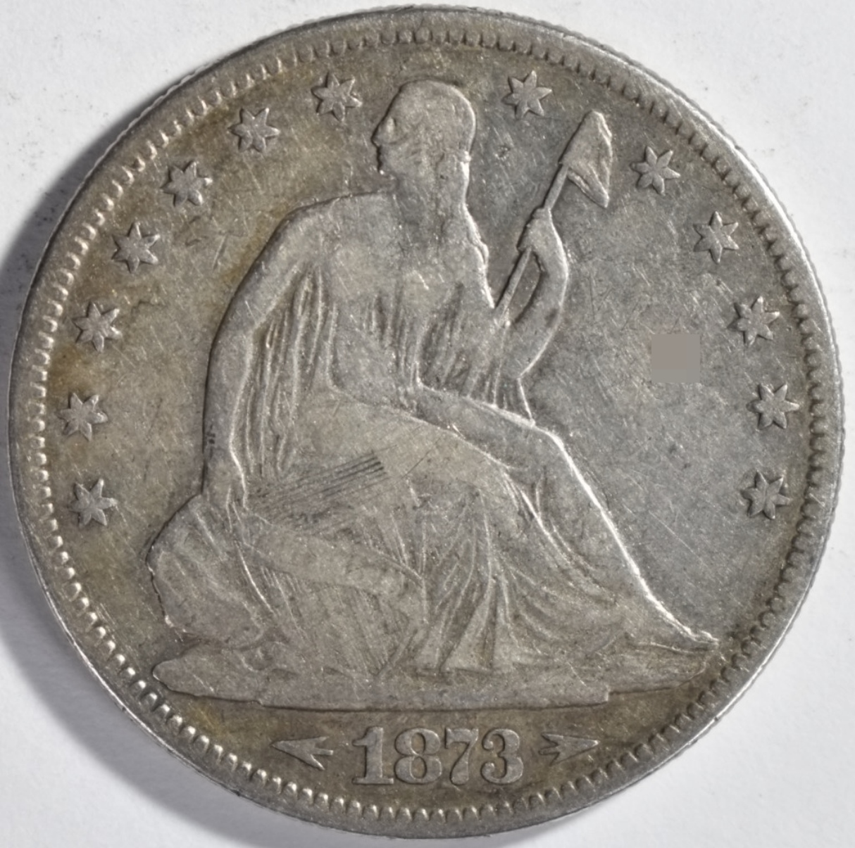 1873 Arrows Seated Half Dollar