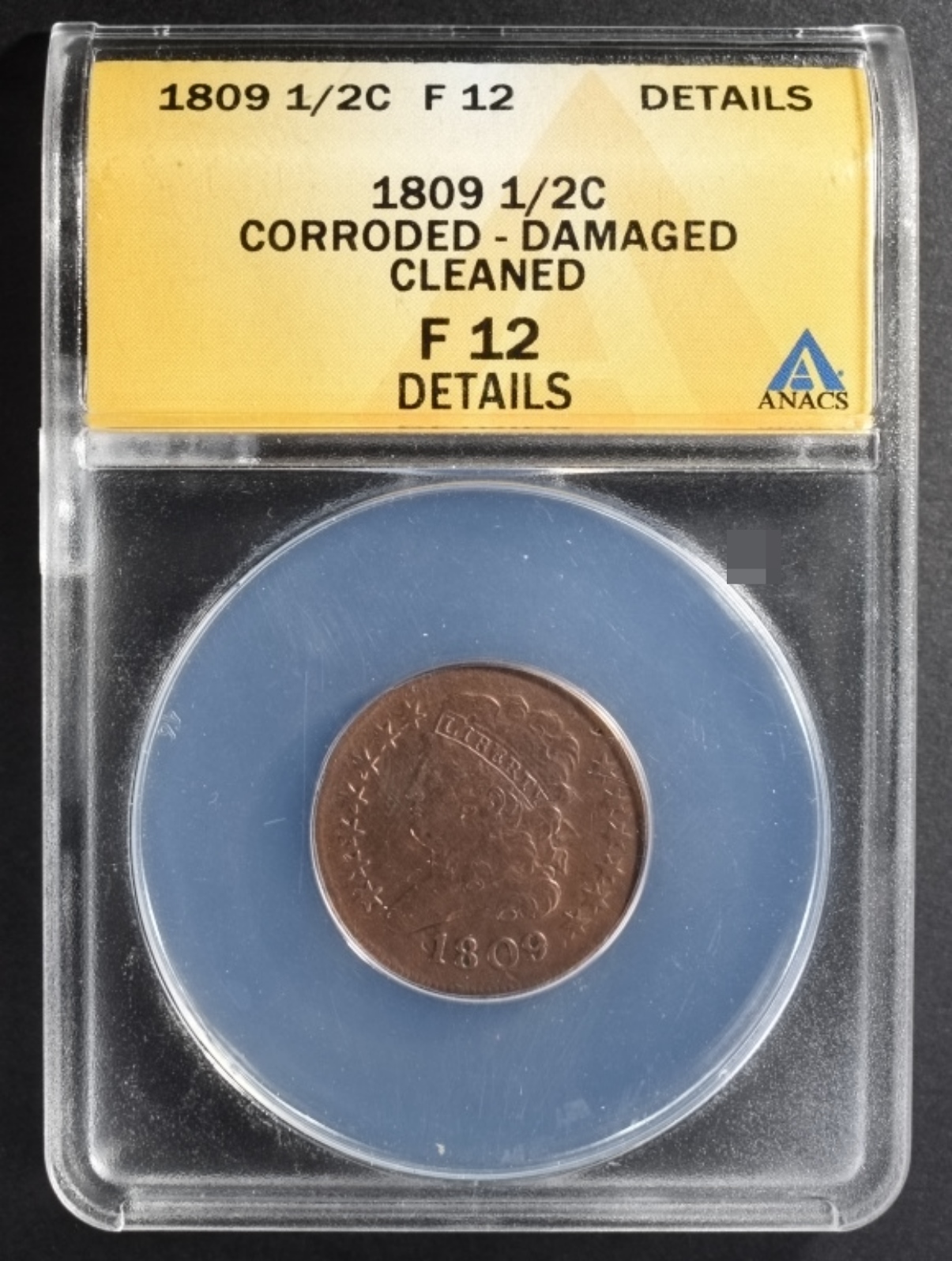 1809 Half Cent F12 ANACS Details Cleaned