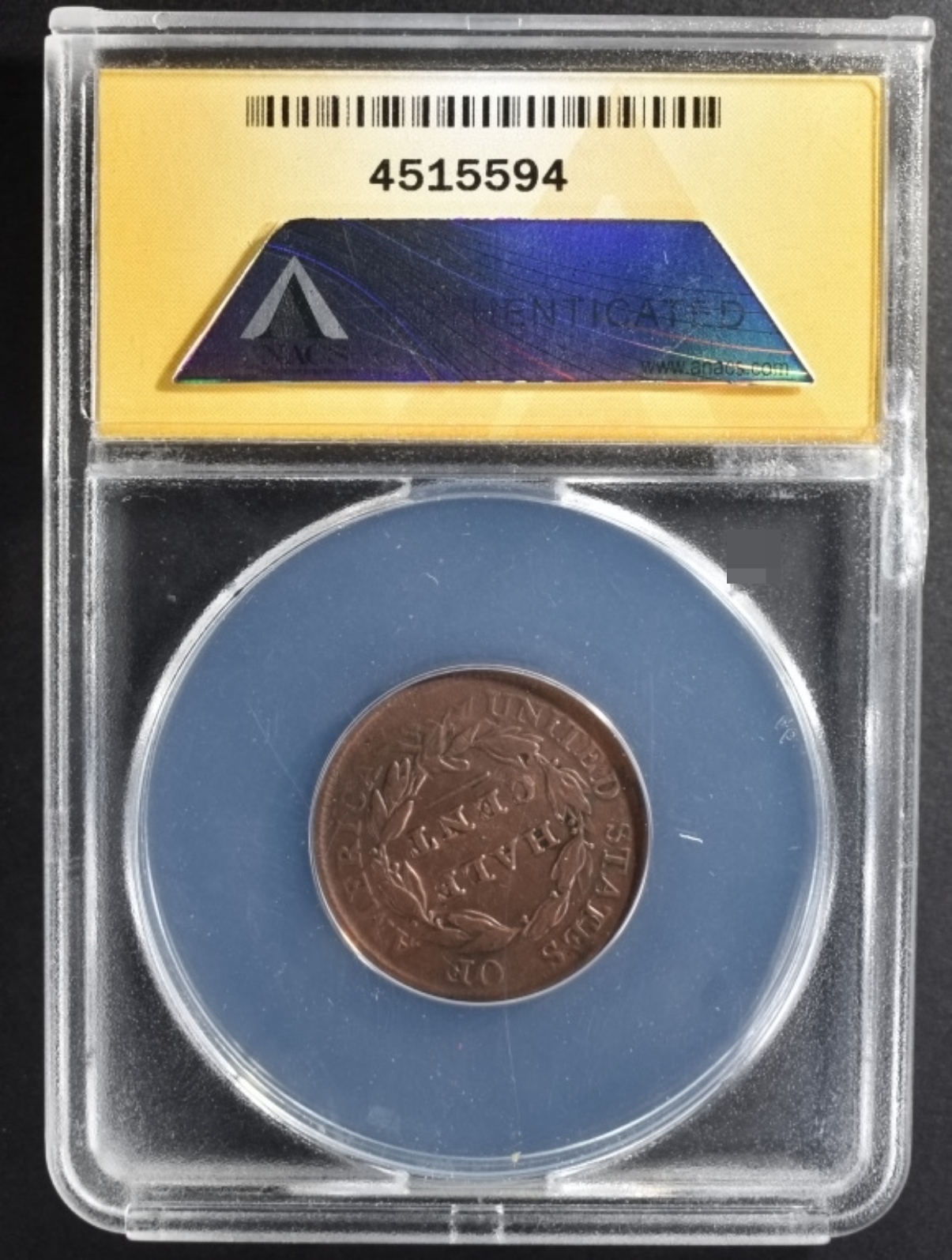 1809 Half Cent F12 ANACS Details Cleaned