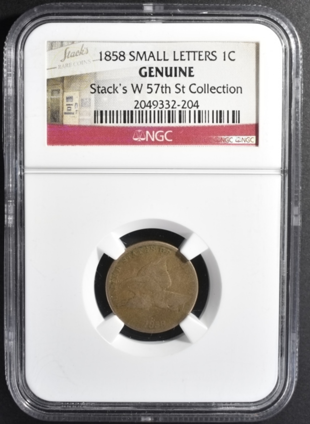 1858 Small Letters Flying Eagle Cent Genuine NGC