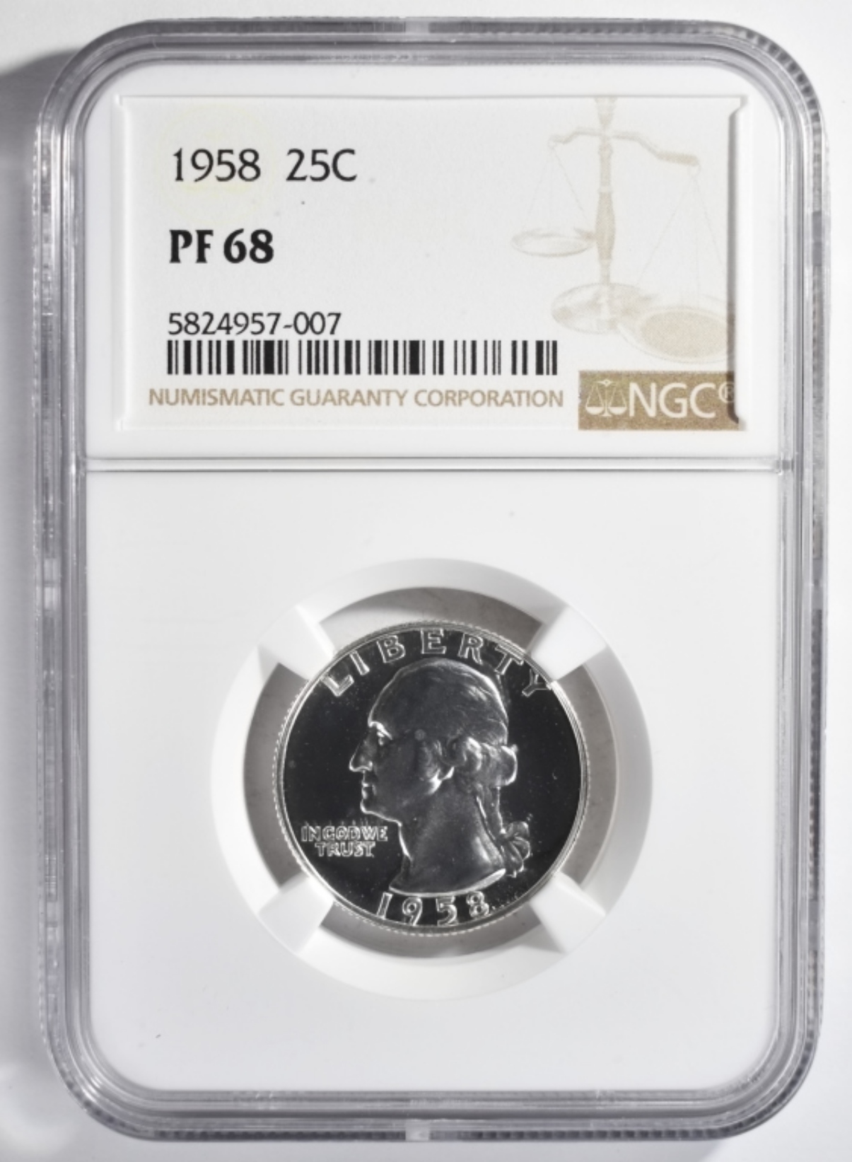 1958 Washington Quarter PF68 NGC