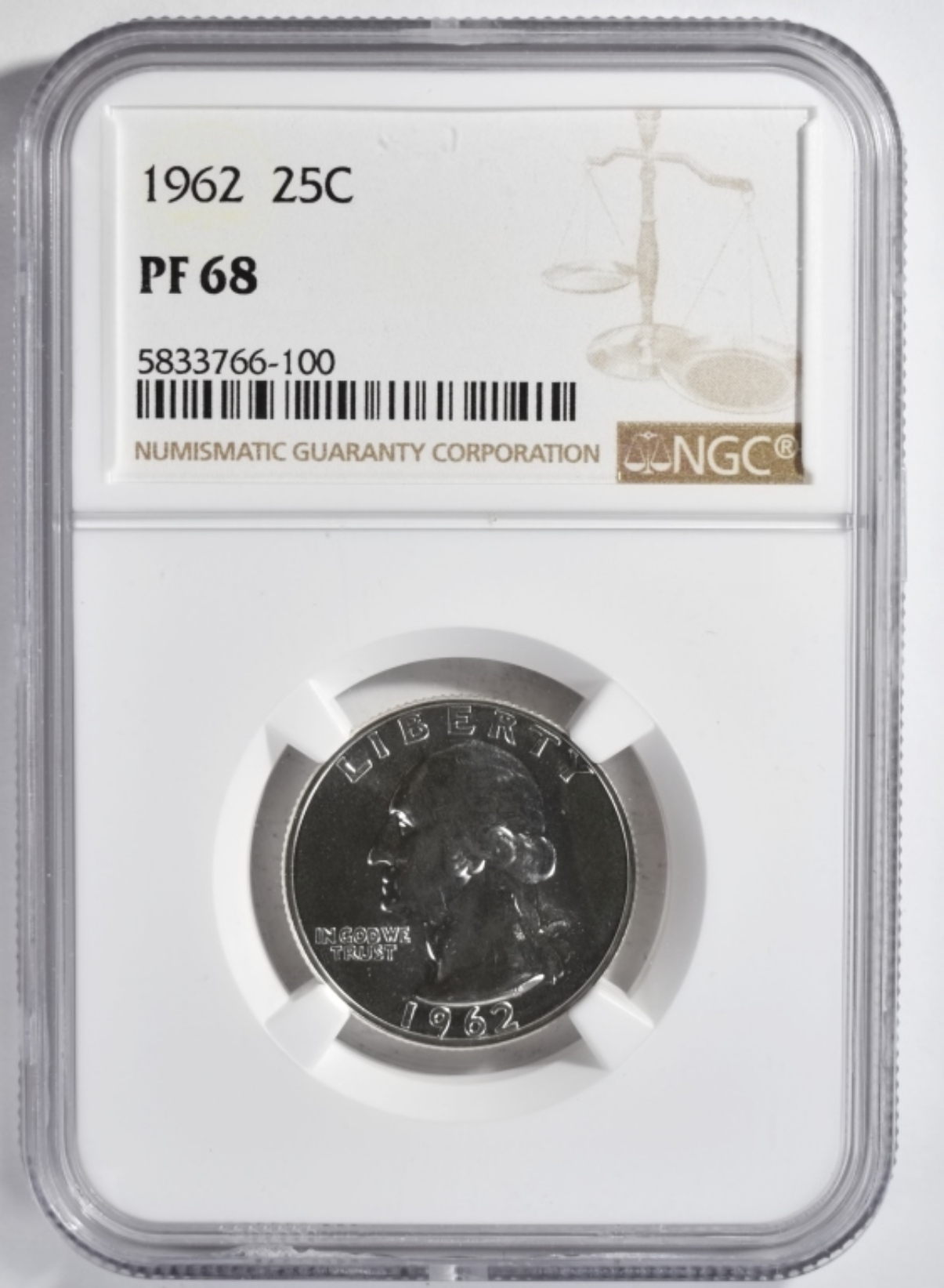 1962 Washington Quarter PF68 NGC