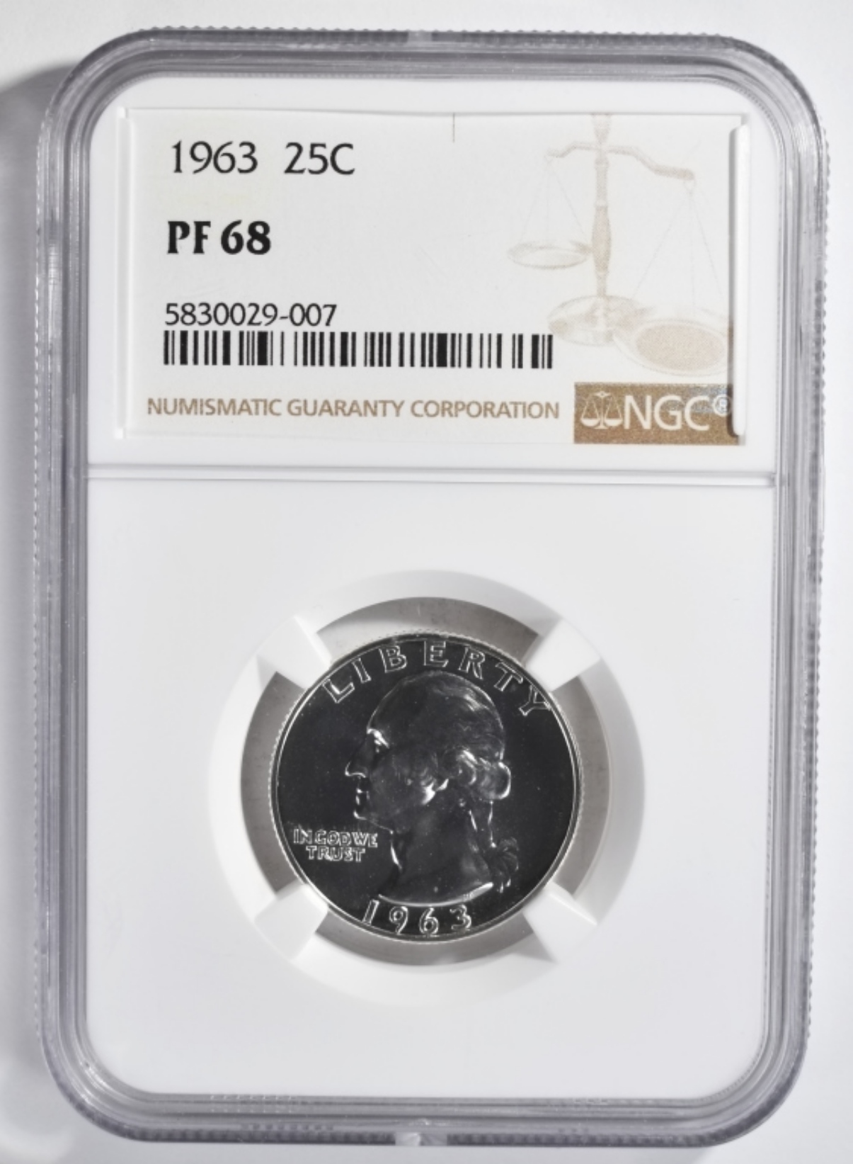 1963 Washington Quarter PF68 NGC
