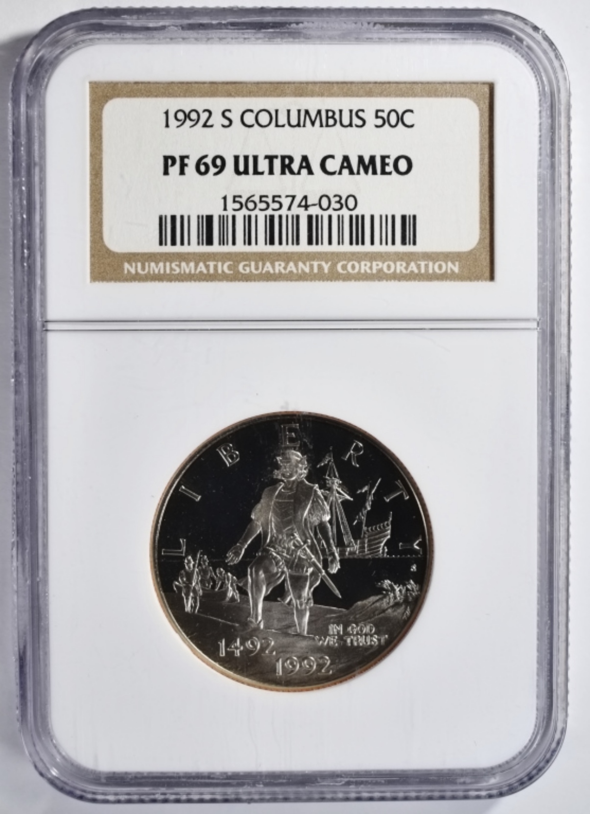 1992-S Columbus Commem Half PF69 UC NGC