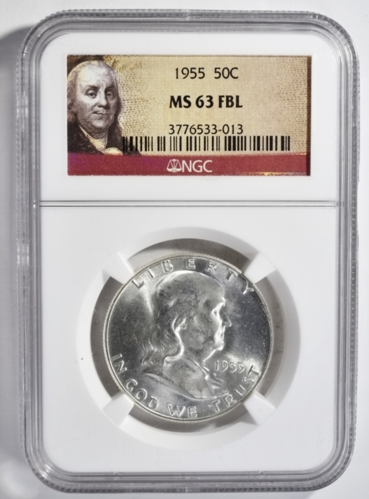 1955 Franklin Half Dollar MS63 FBL NGC