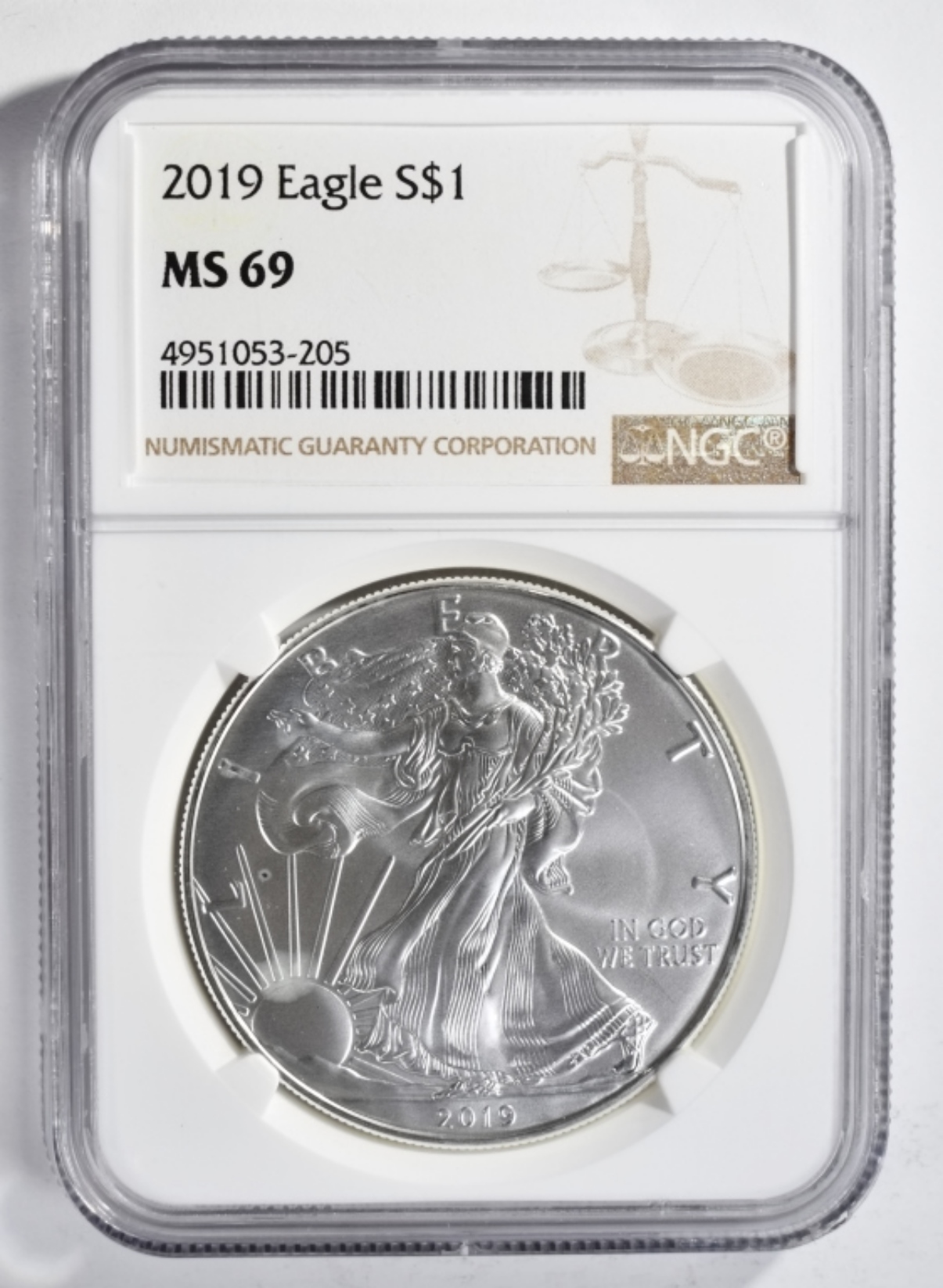 2019 Silver Eagle MS69 NGC