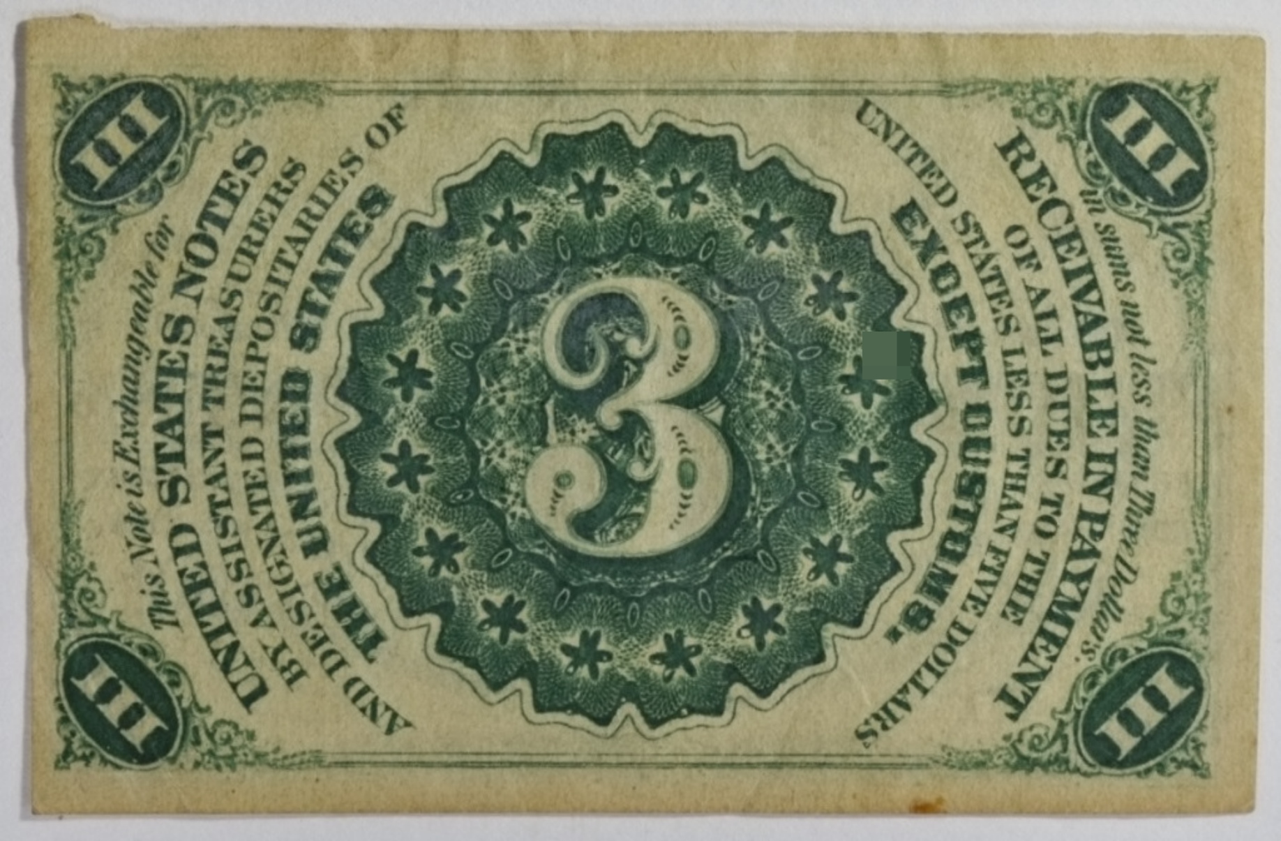 1863 3 Cent Fractional Currency 3rd Issue