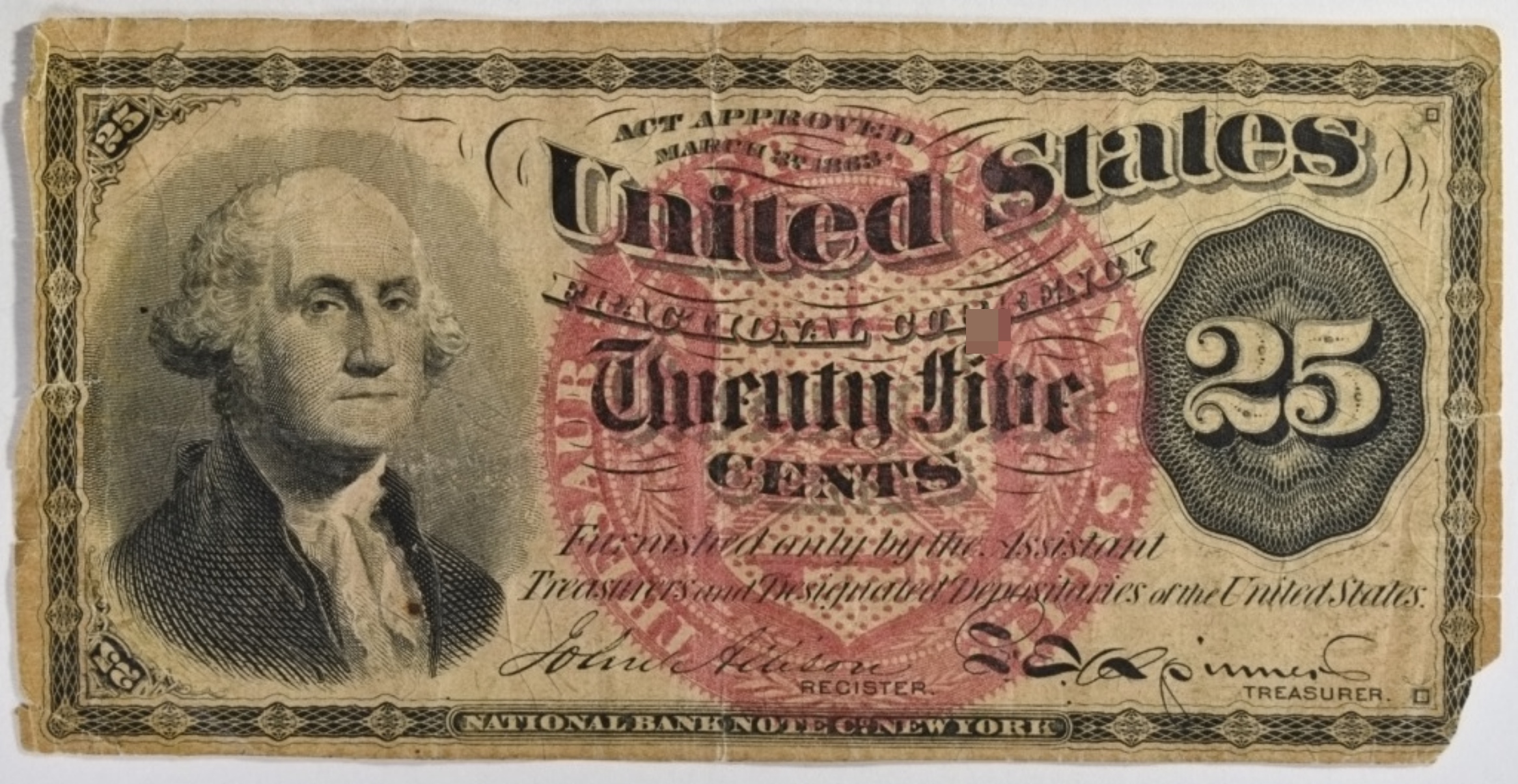 1863 25 Cent Fractional Currency 4th Issue