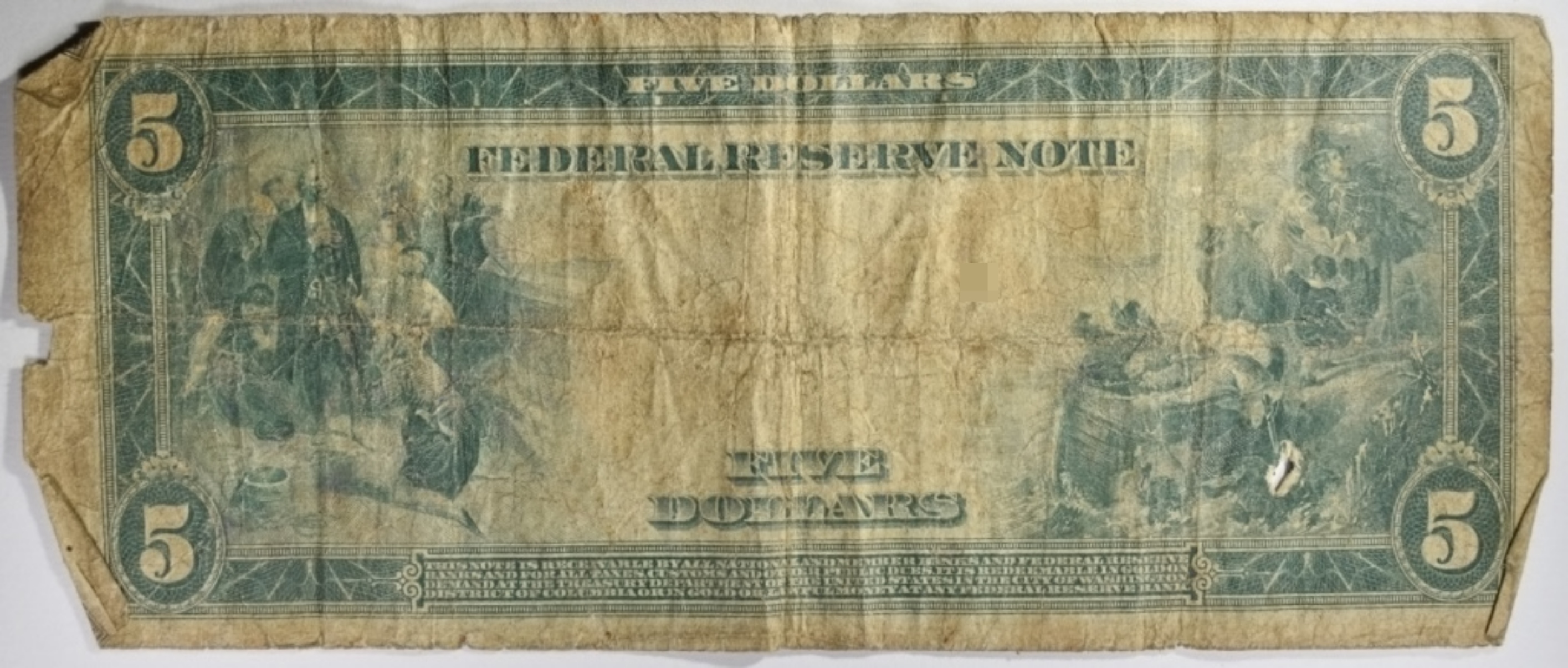 1914 $5 Federal Reserve Note SN B42359627B 2-B