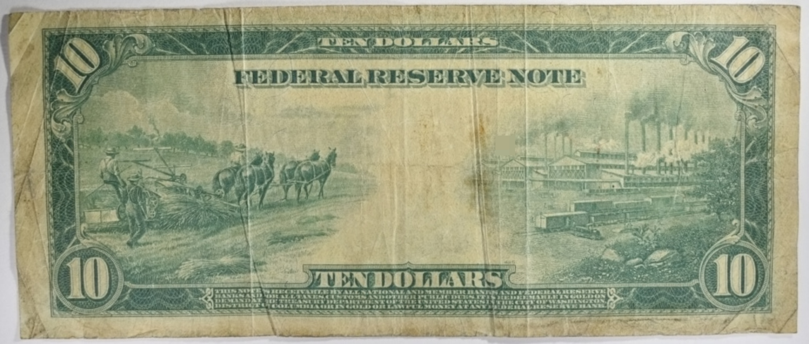1914 $10 Federal Reserve Note SN J8487895A 10-J