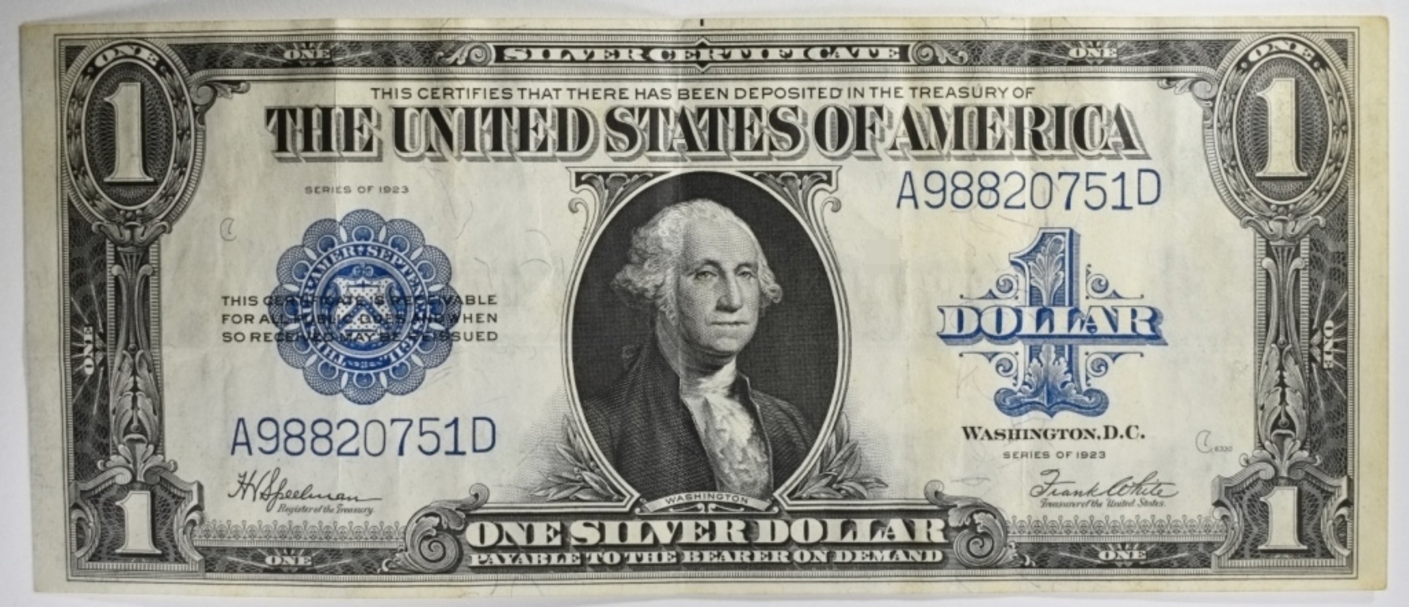 1923 $1 Silver Certificate SN A98820751D