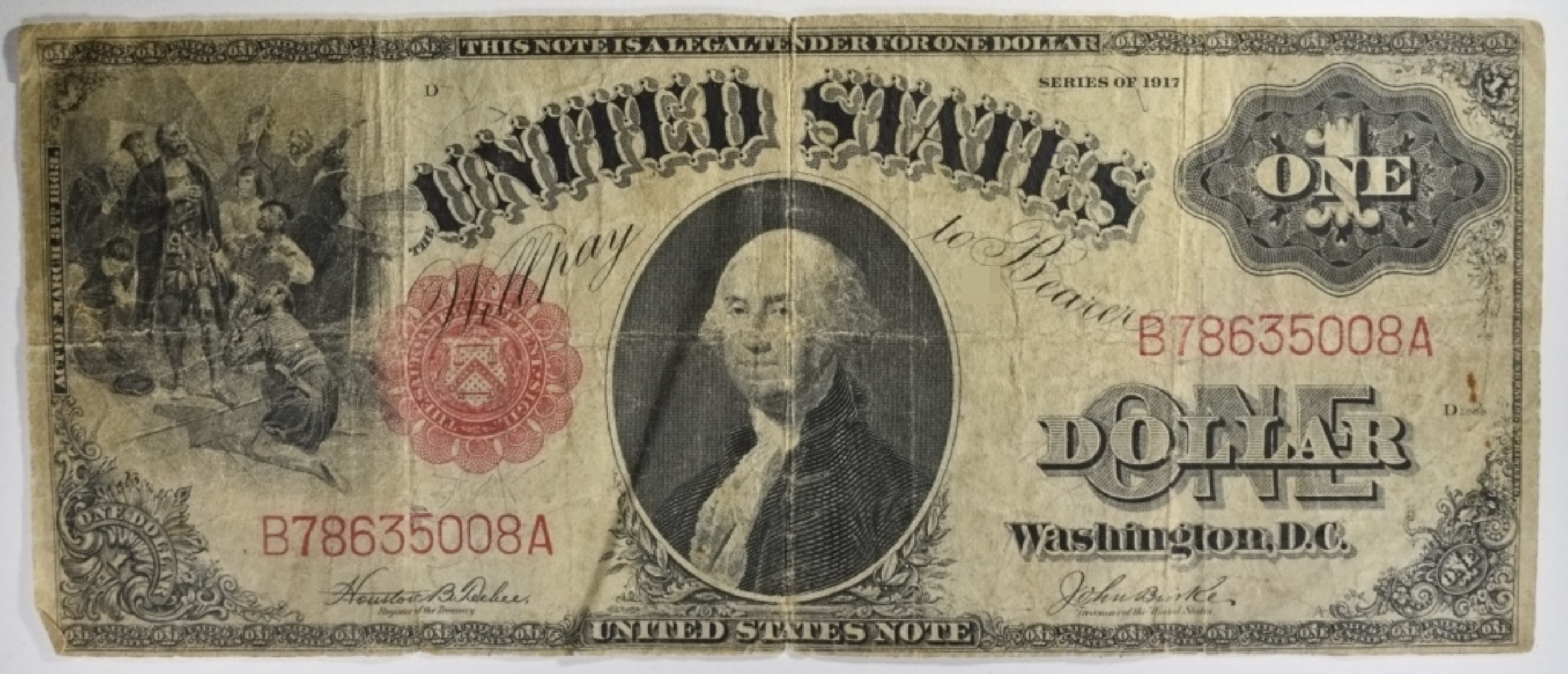 1917 $1 Legal Tender SN B78635008A