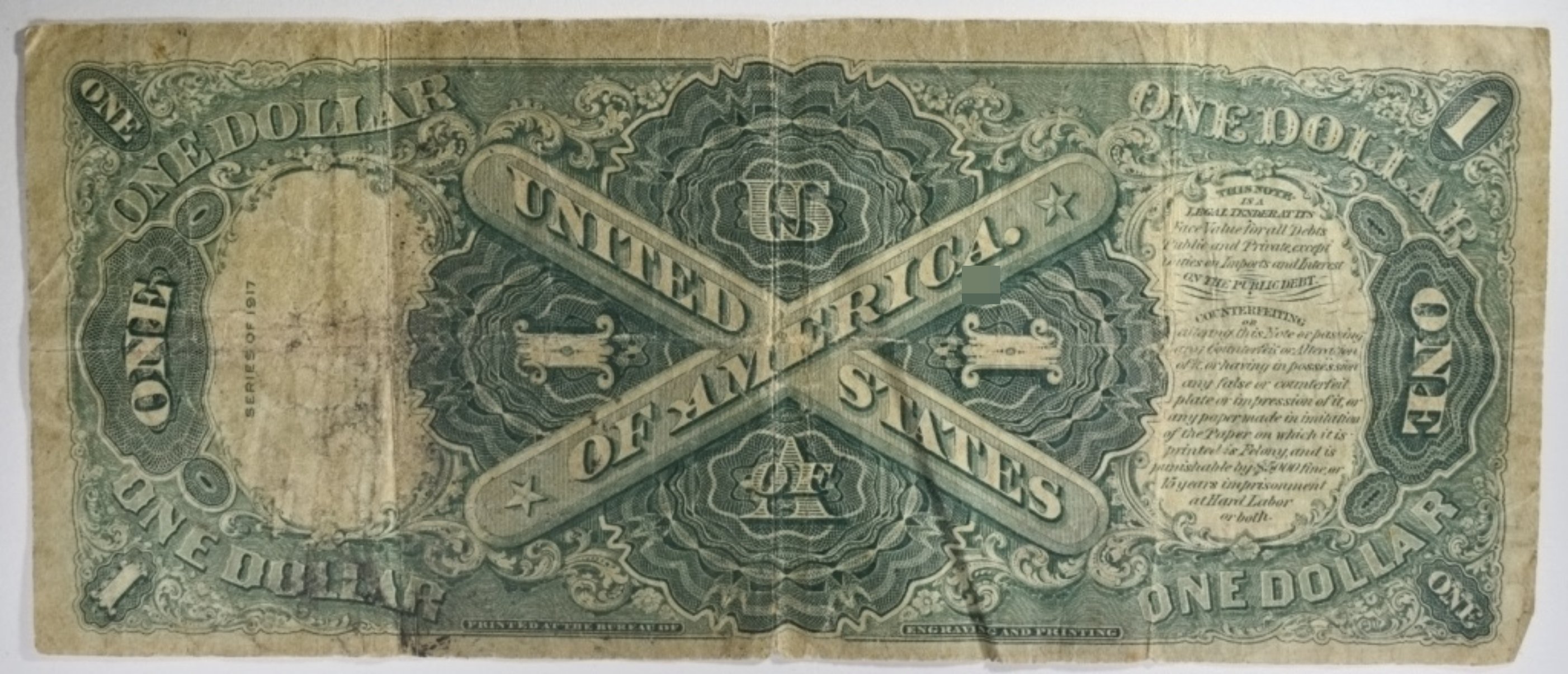 1917 $1 Legal Tender SN B78635008A