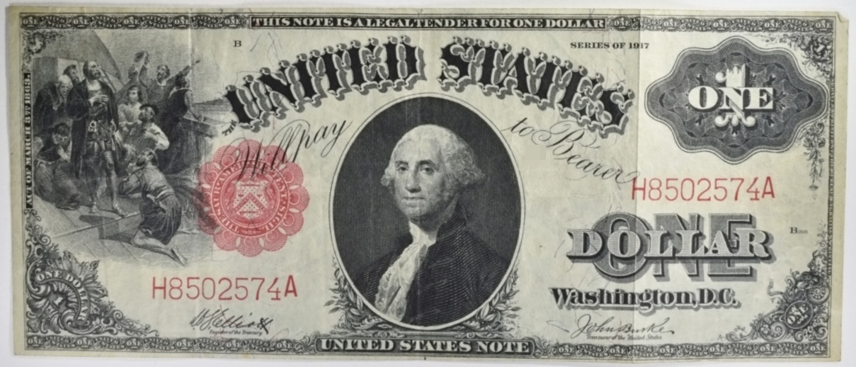 1917 $1 Legal Tender SN H8502574A