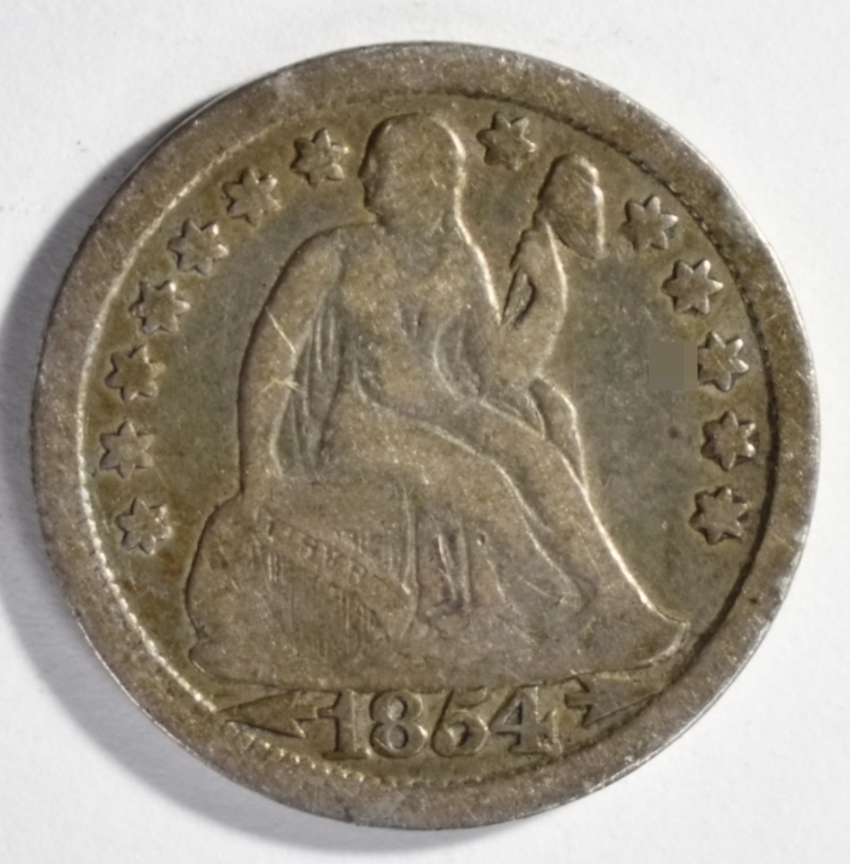 1854 Arrows Seated Dime