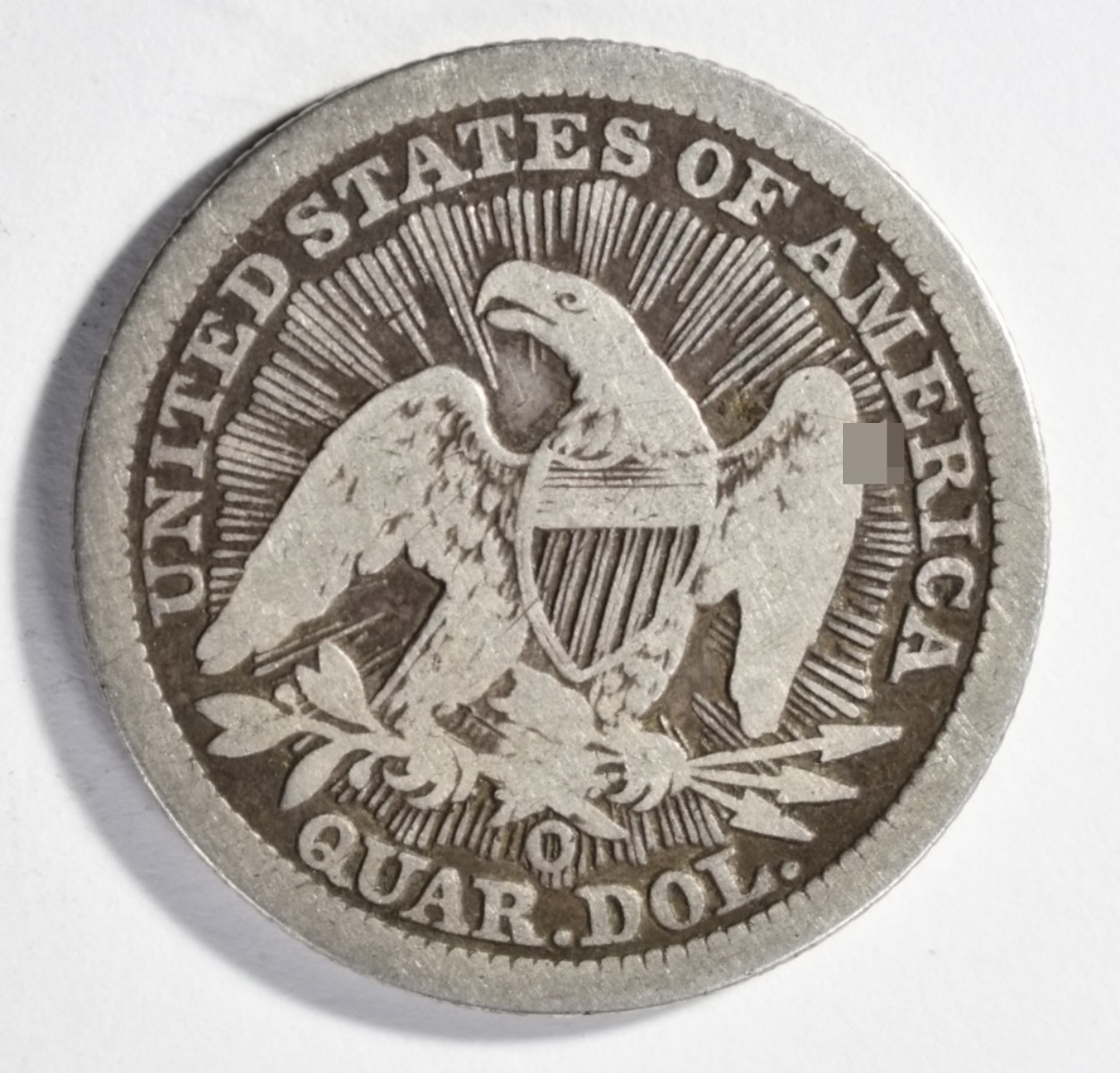 1853-O Arrows and Rays Seated Quarter