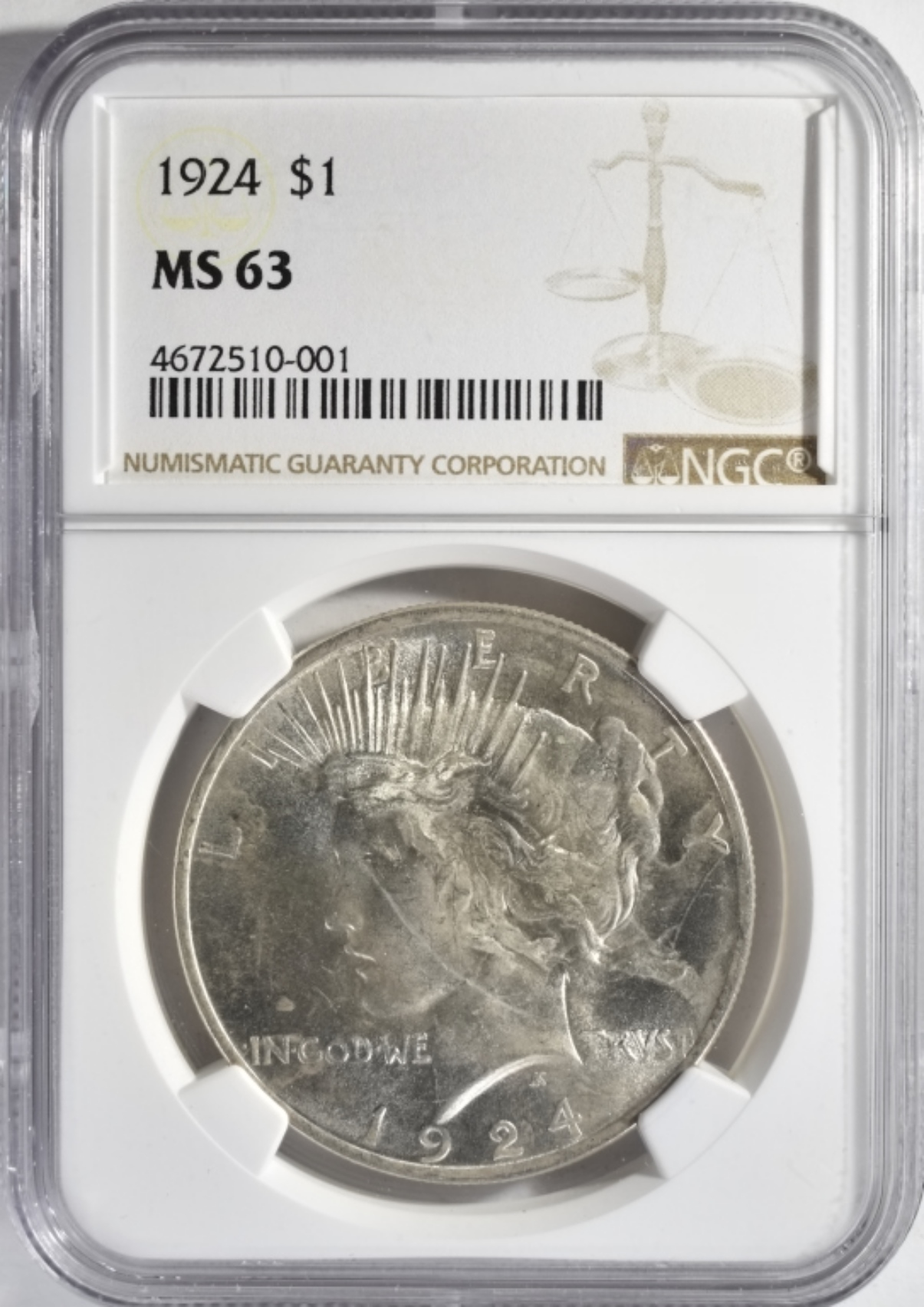 1924 Peace Dollar MS63 NGC