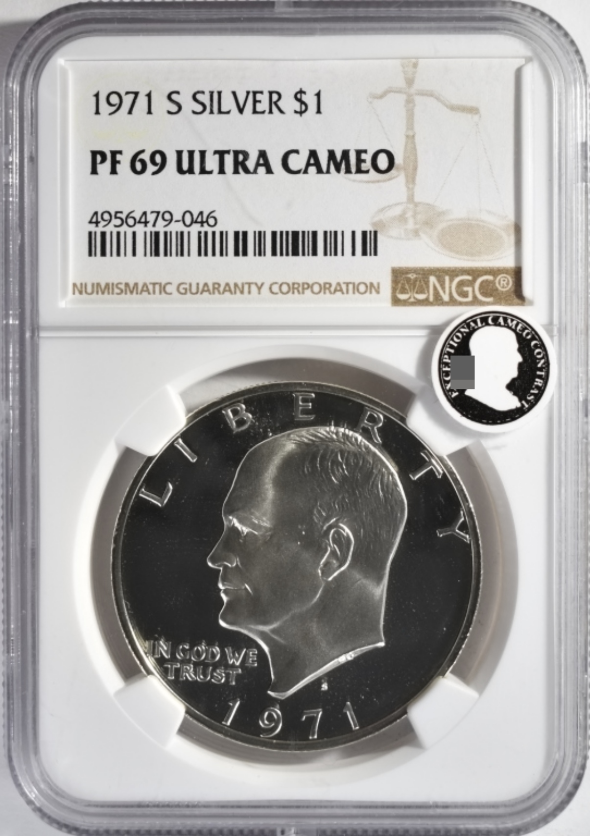 1971-S Silver Ike Dollar PF69 Ultra Cameo NGC