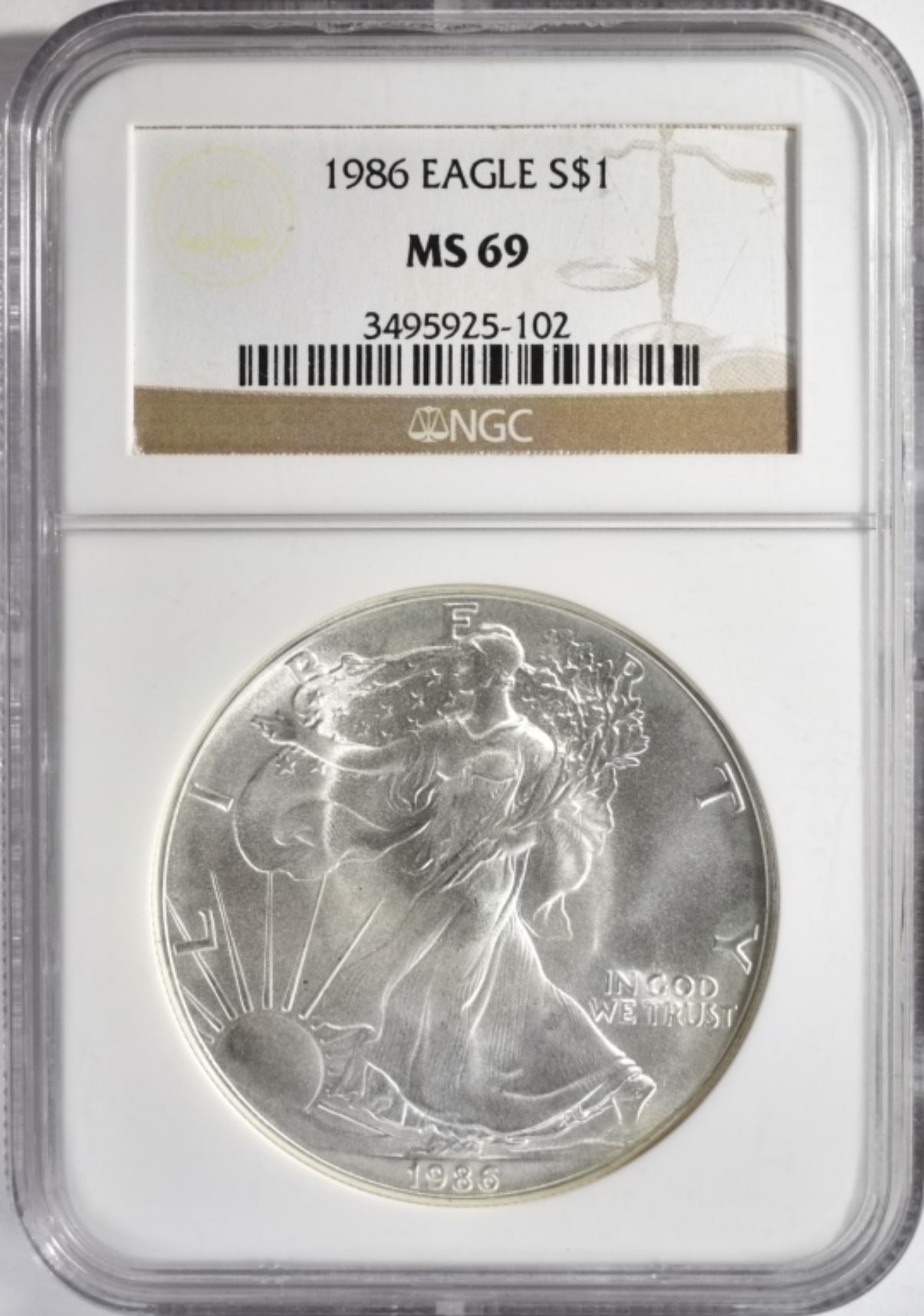 1986 Silver Eagle MS69 NGC