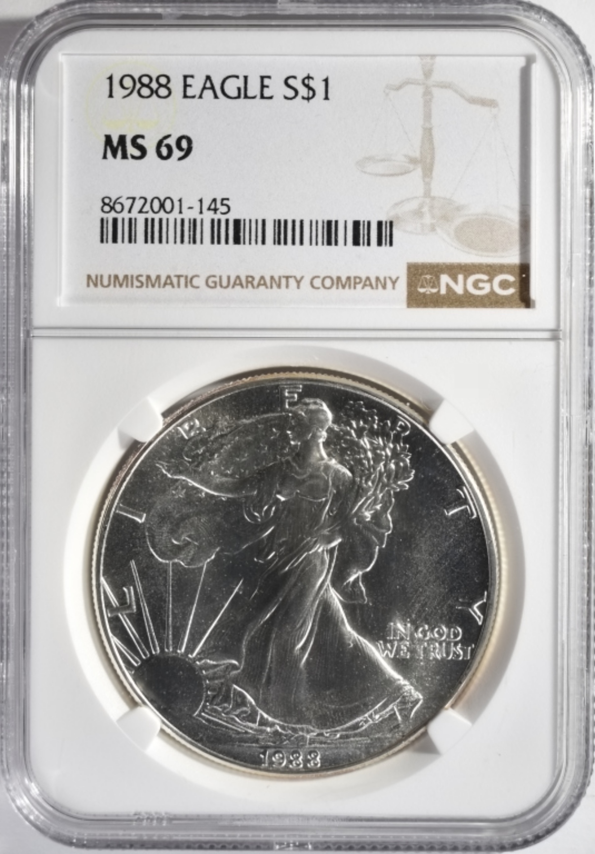 1988 Silver Eagle MS69 NGC