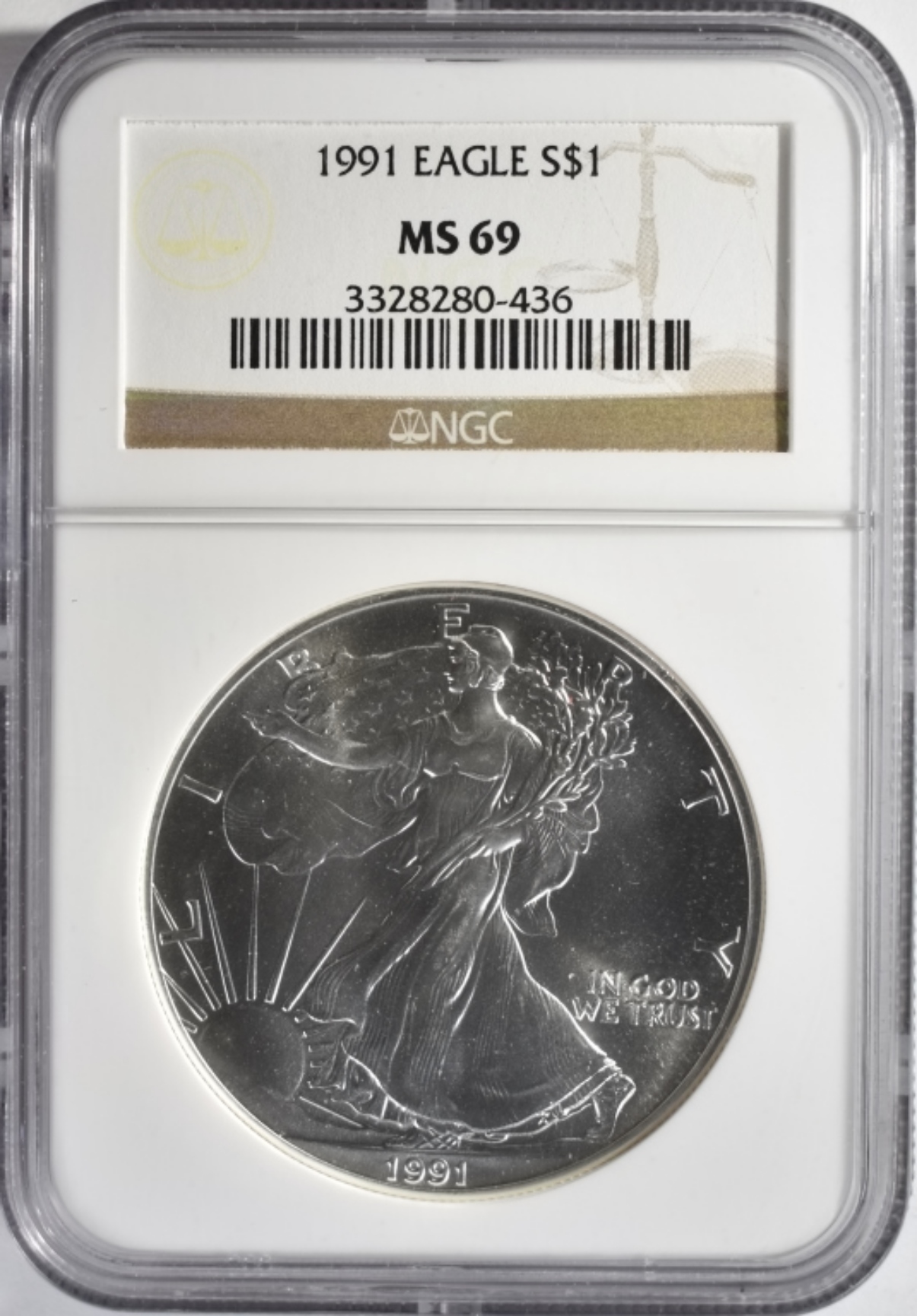1991 Silver Eagle MS69 NGC