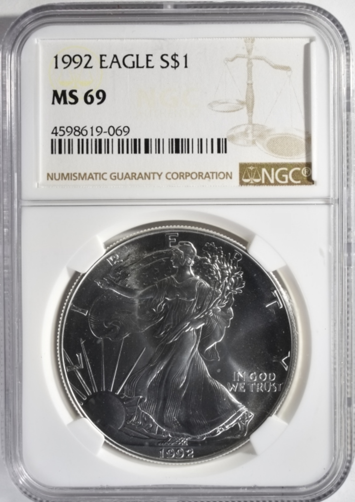1992 Silver Eagle MS69 NGC