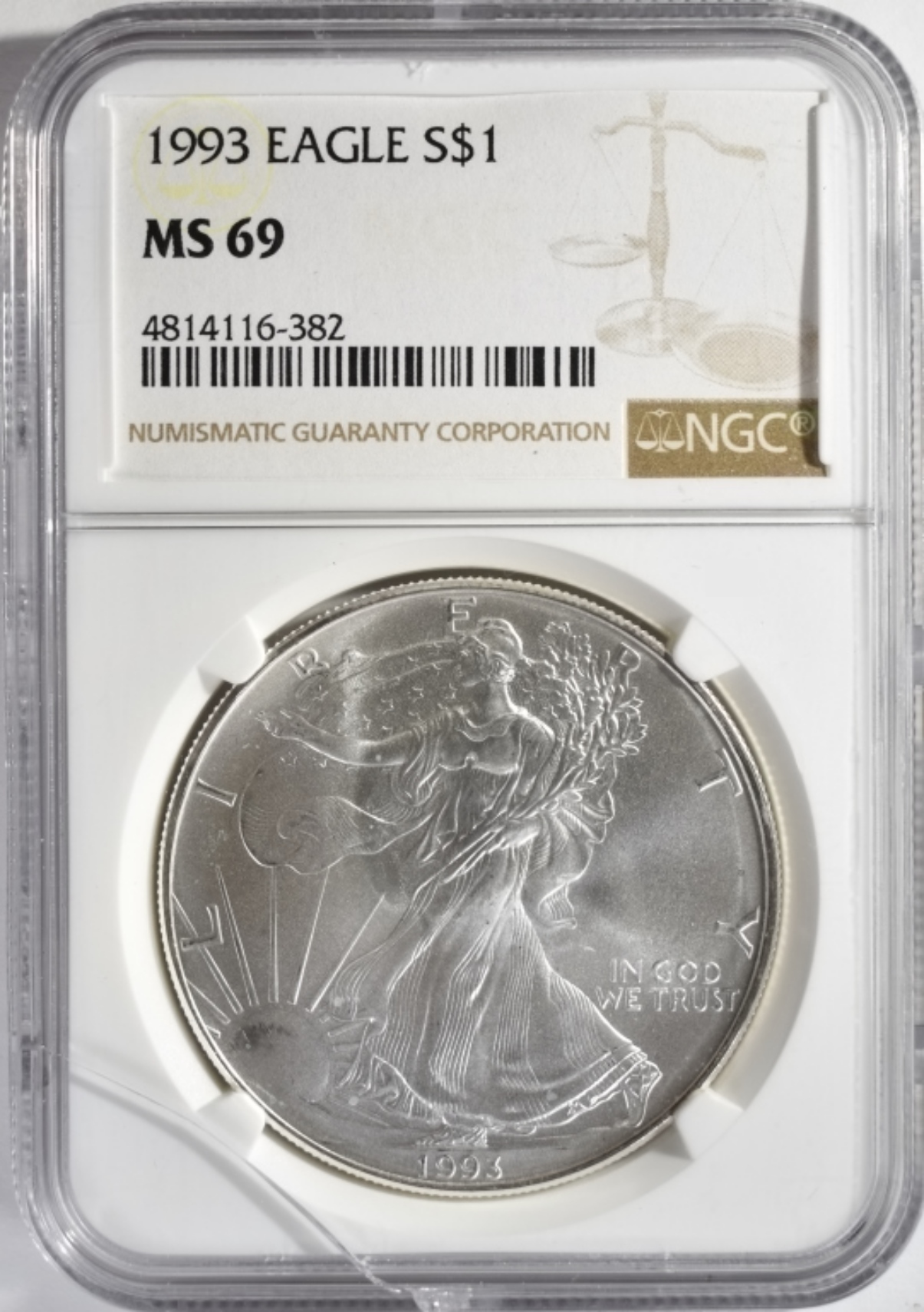 1993 Silver Eagle MS69 NGC Cracked Slab