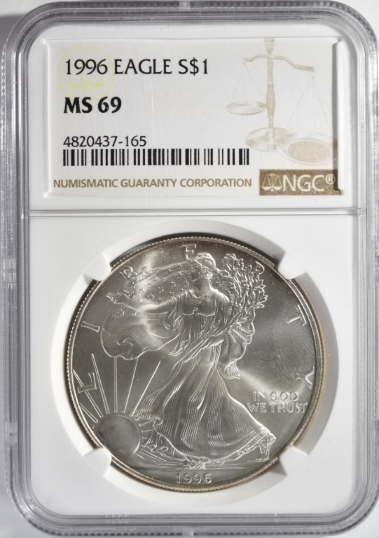 1996 Silver Eagle MS69 NGC