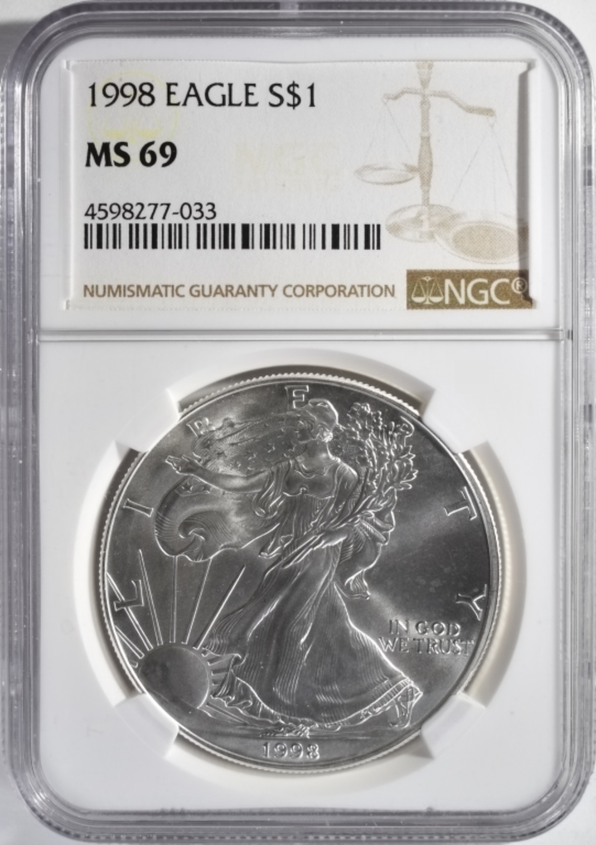 1998 Silver Eagle MS69 NGC
