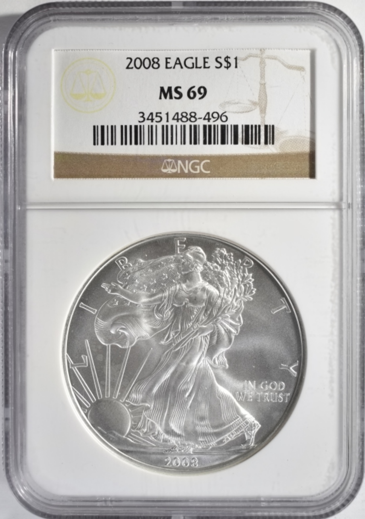 2008 Silver Eagle MS69 NGC