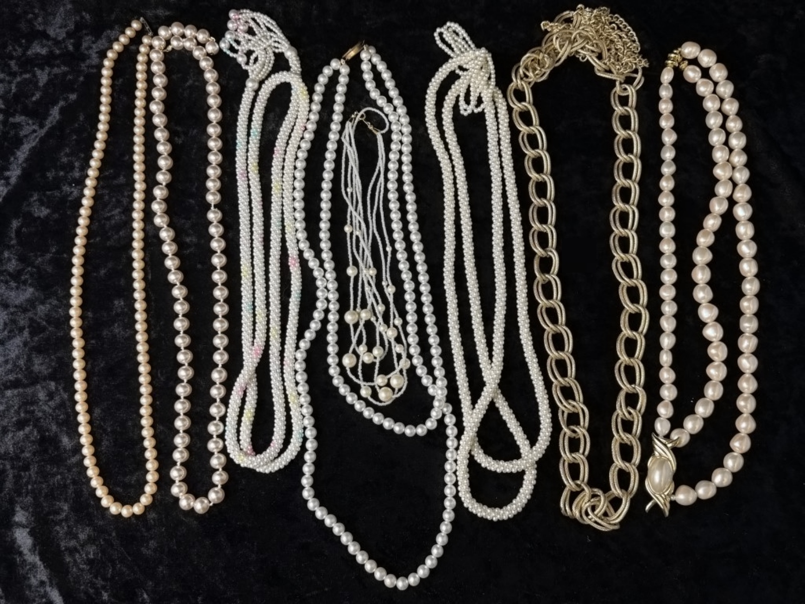 8 Faux Pearl & Beaded Necklaces