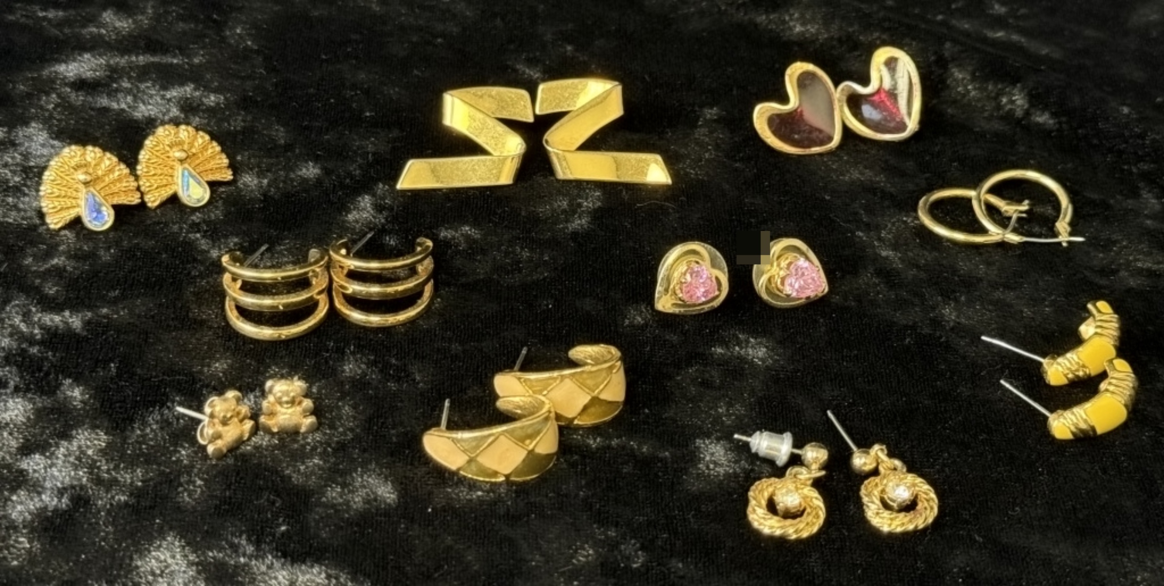 Gold-Tone Earring Lot, 10 Pairs Costume