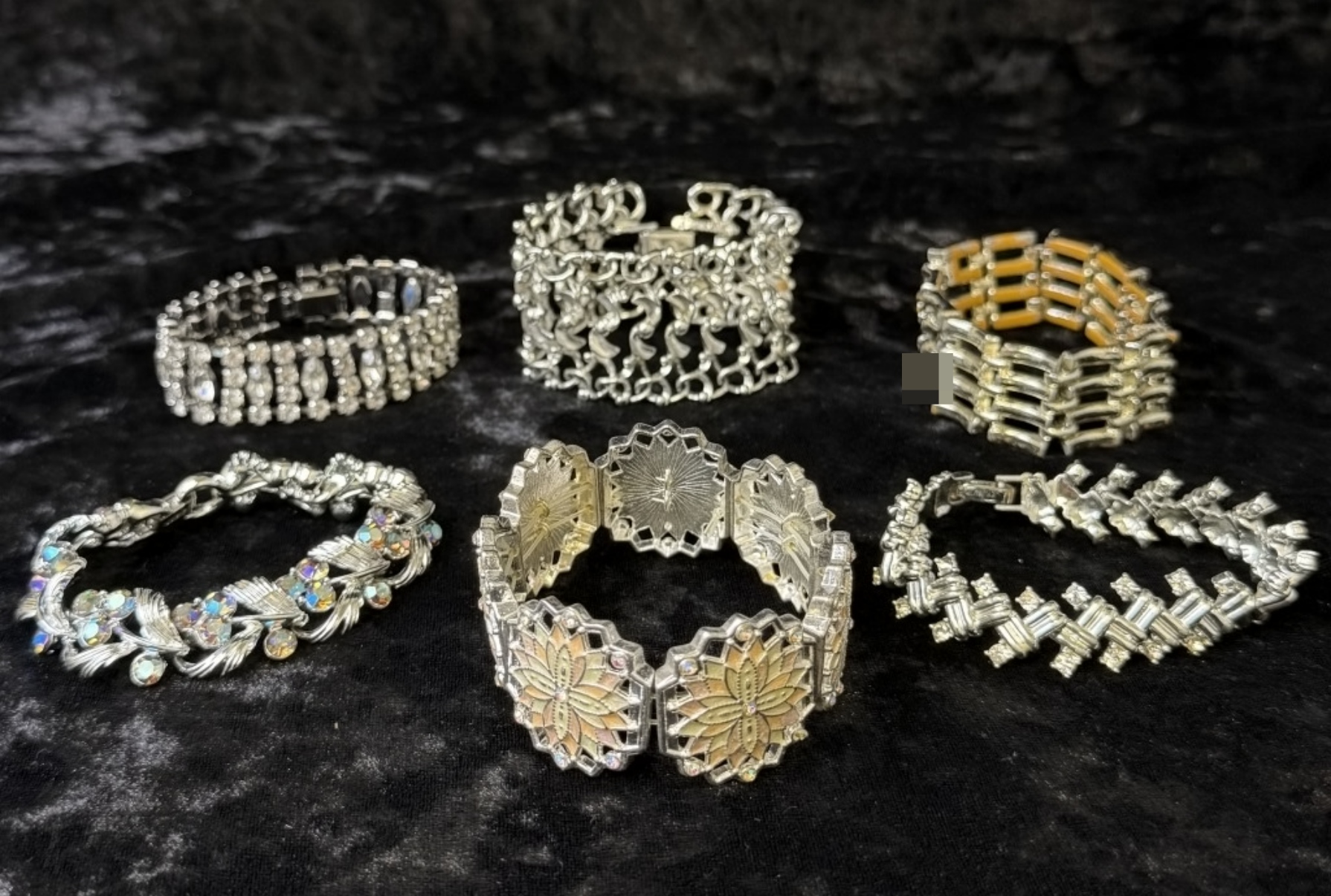 6 Silver-Tone Vintage Bracelets
