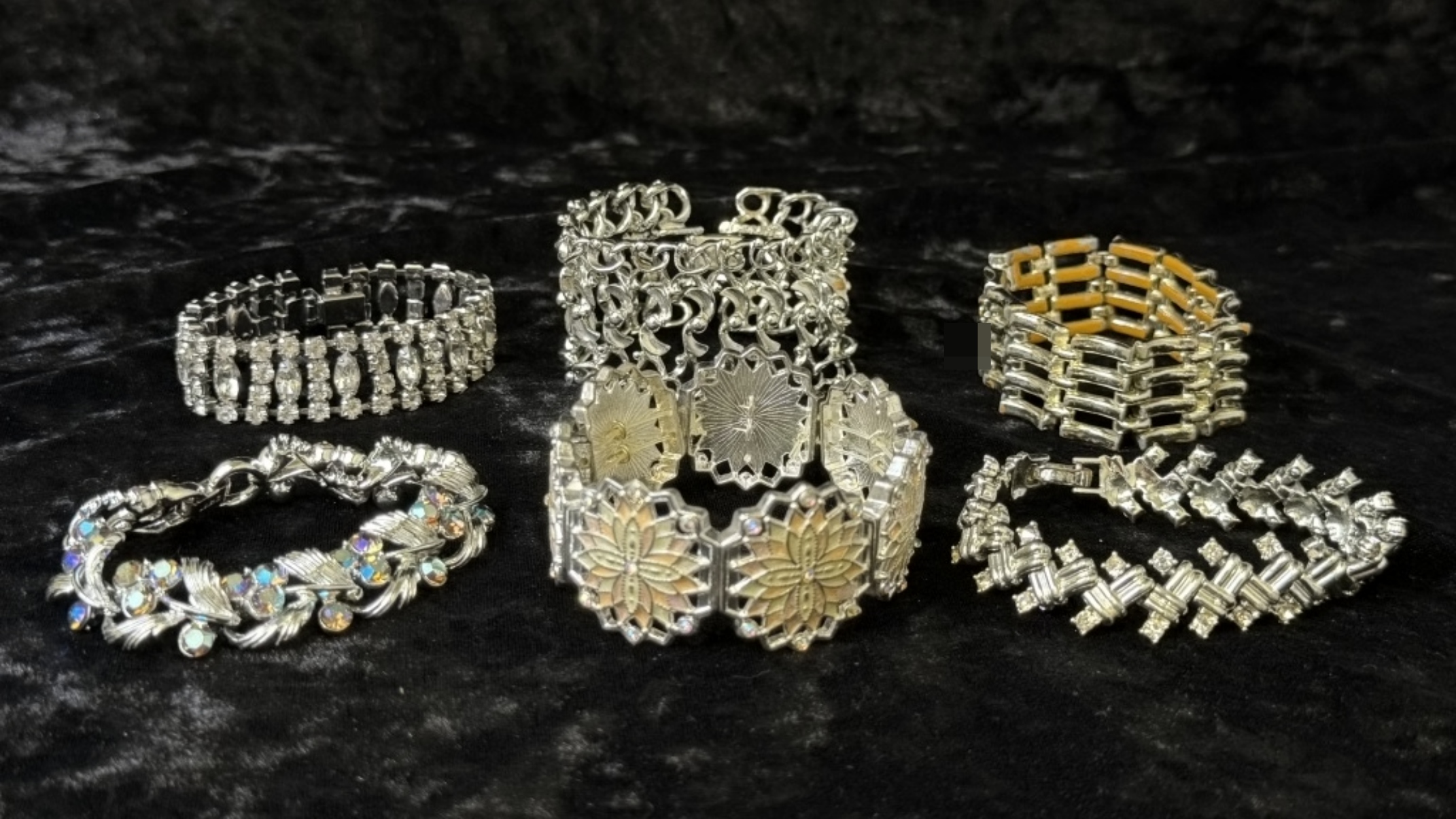 6 Silver-Tone Vintage Bracelets