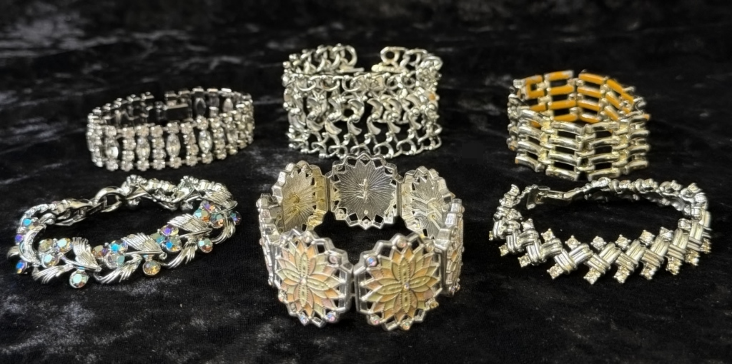 6 Silver-Tone Vintage Bracelets