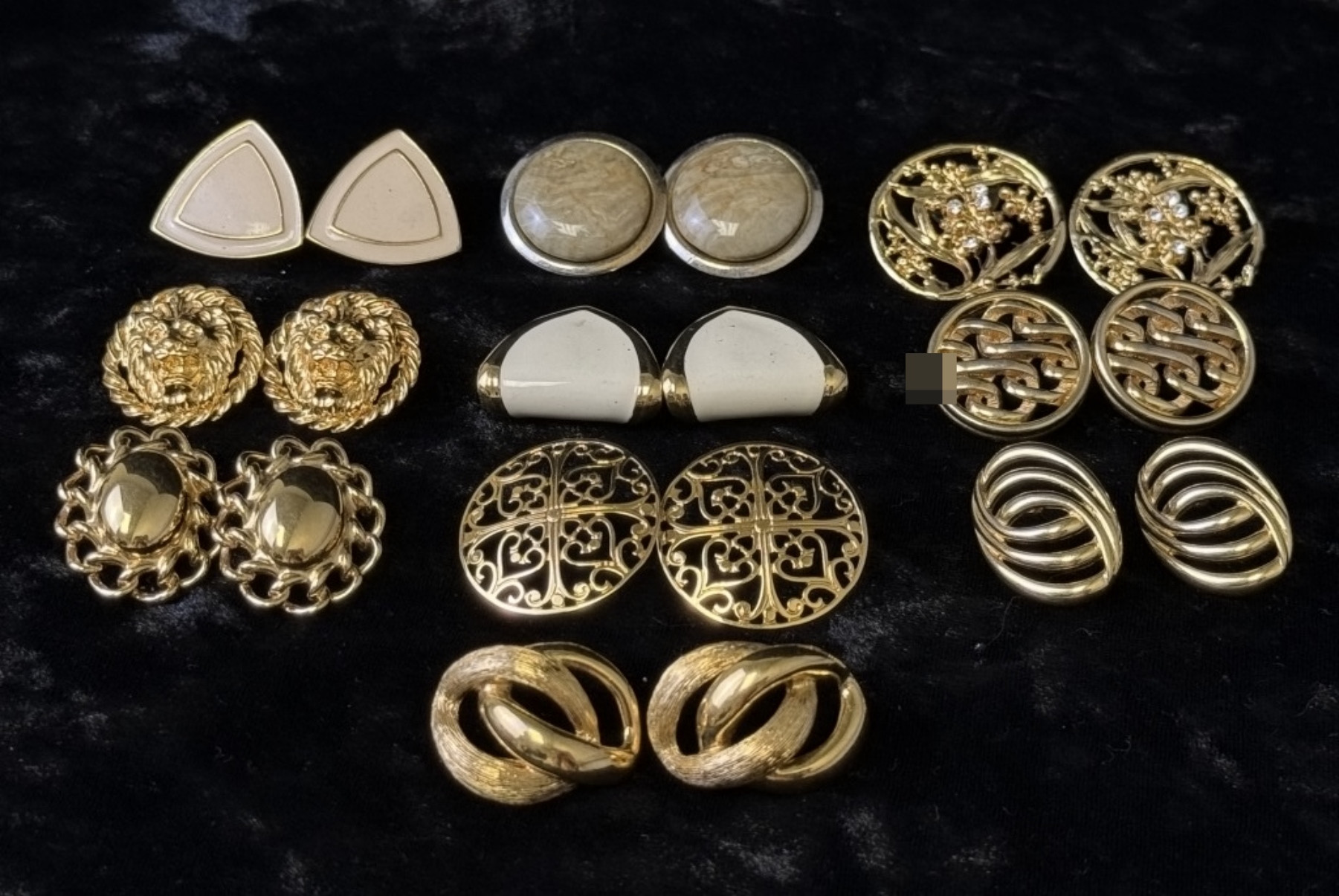10 Pairs Gold-Tone Vintage Earrings