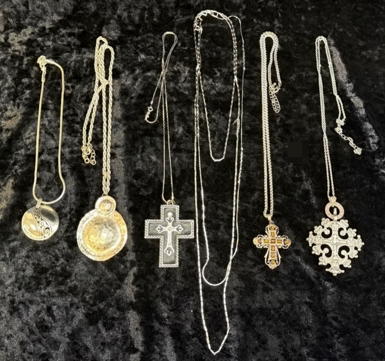 Silver-Tone Necklace Lot, 8 Pcs, 3 Crosses
