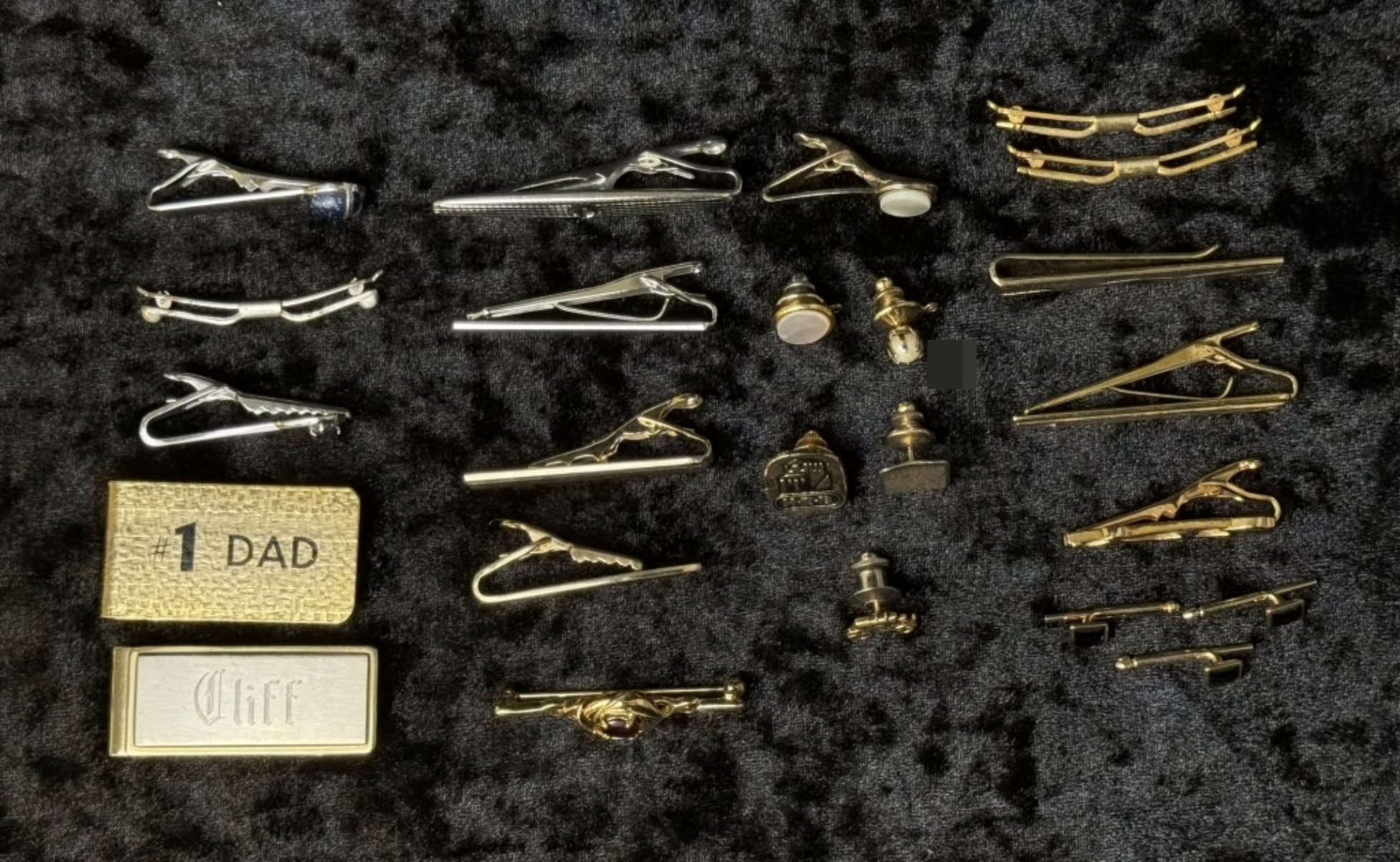 Vintage Tie Clip & Money Clip Lot, #1 Dad Cliff