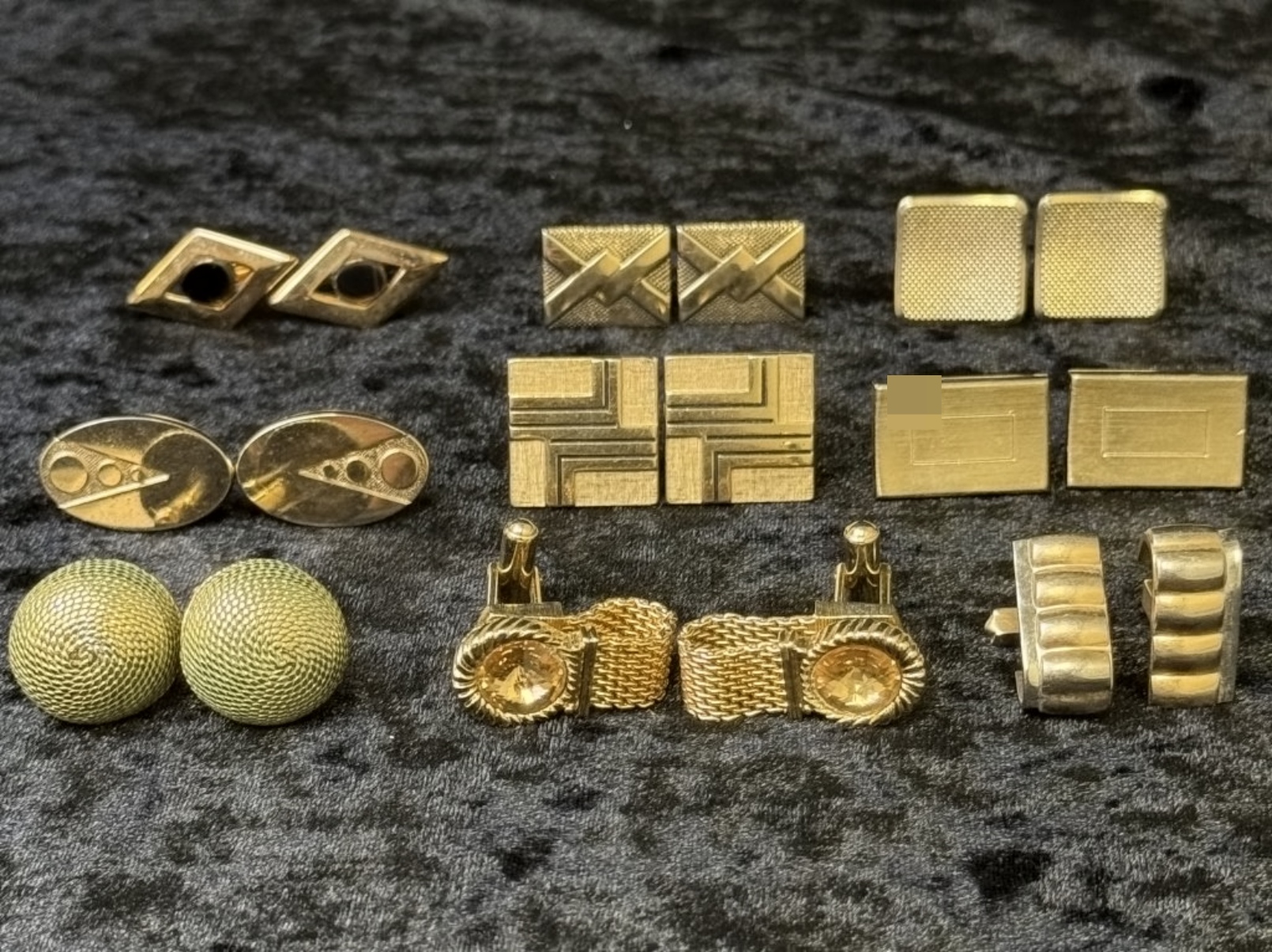 Vintage Gold-Tone Cufflinks Lot, 9 Pairs