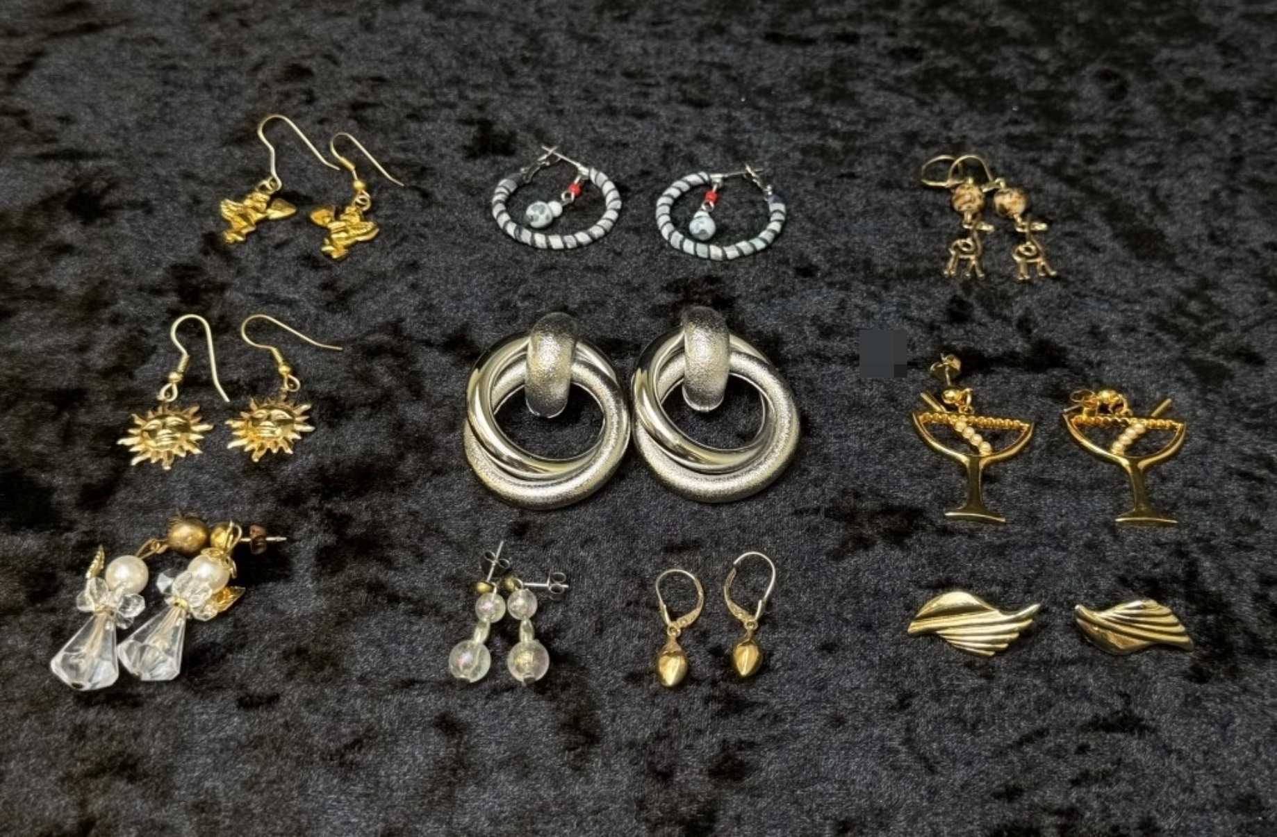 Costume Earring Lot, 10 Prs, Giraffe Martini Sun