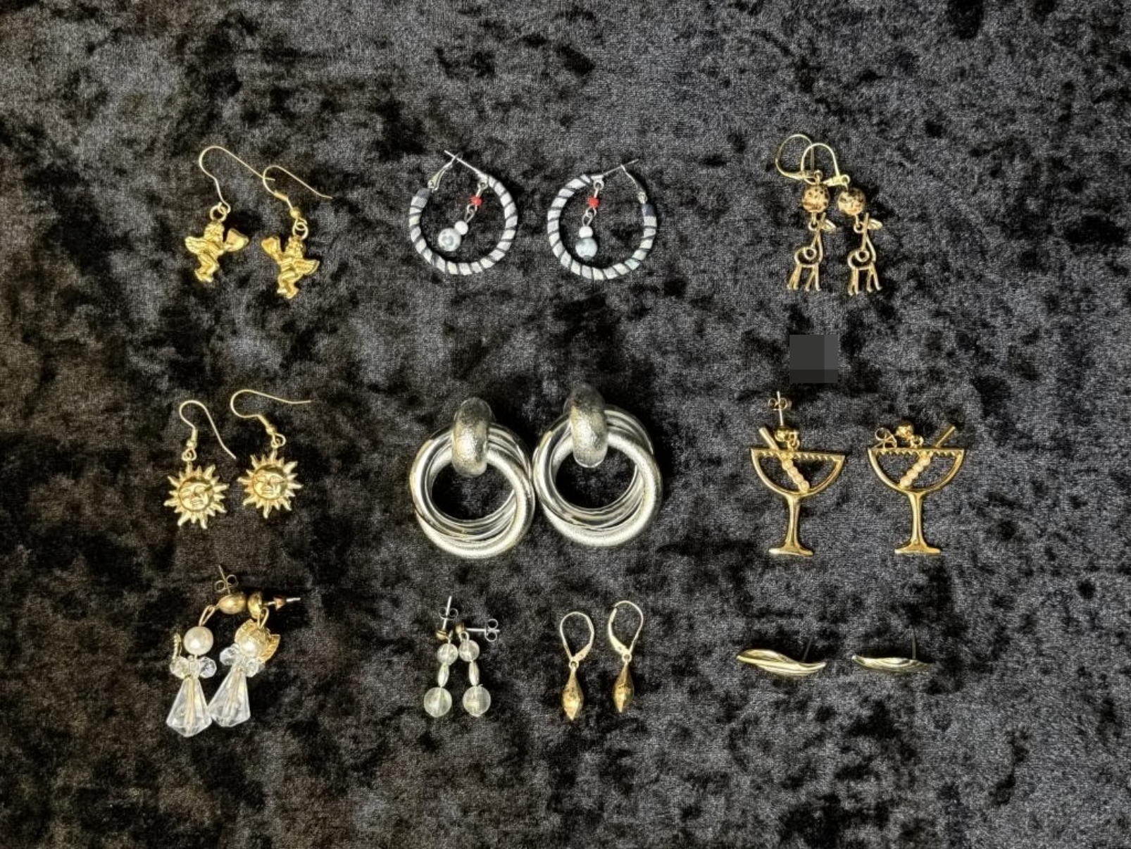 Costume Earring Lot, 10 Prs, Giraffe Martini Sun