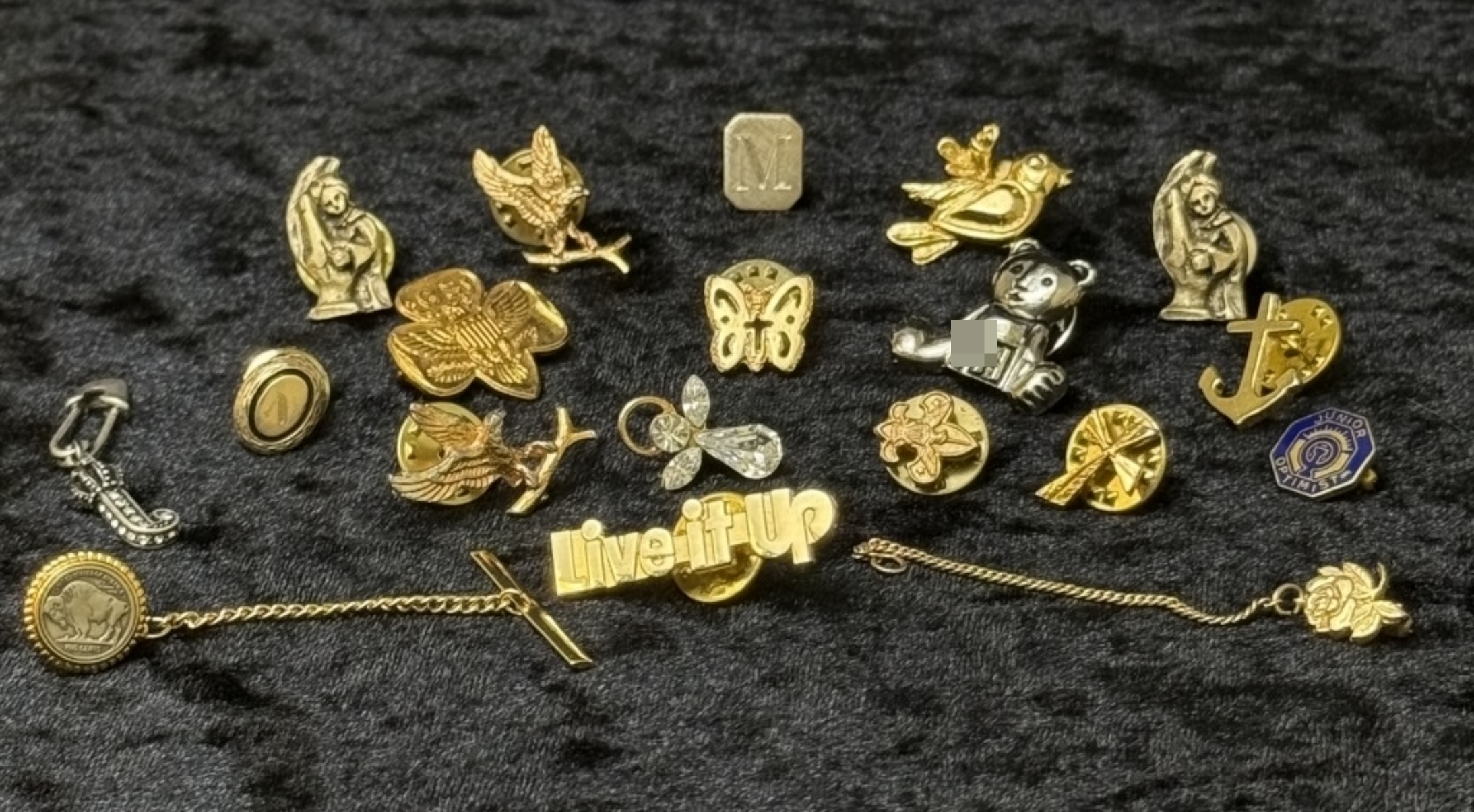 Assorted Vintage Pins & Tie Clips, 20+ Pcs
