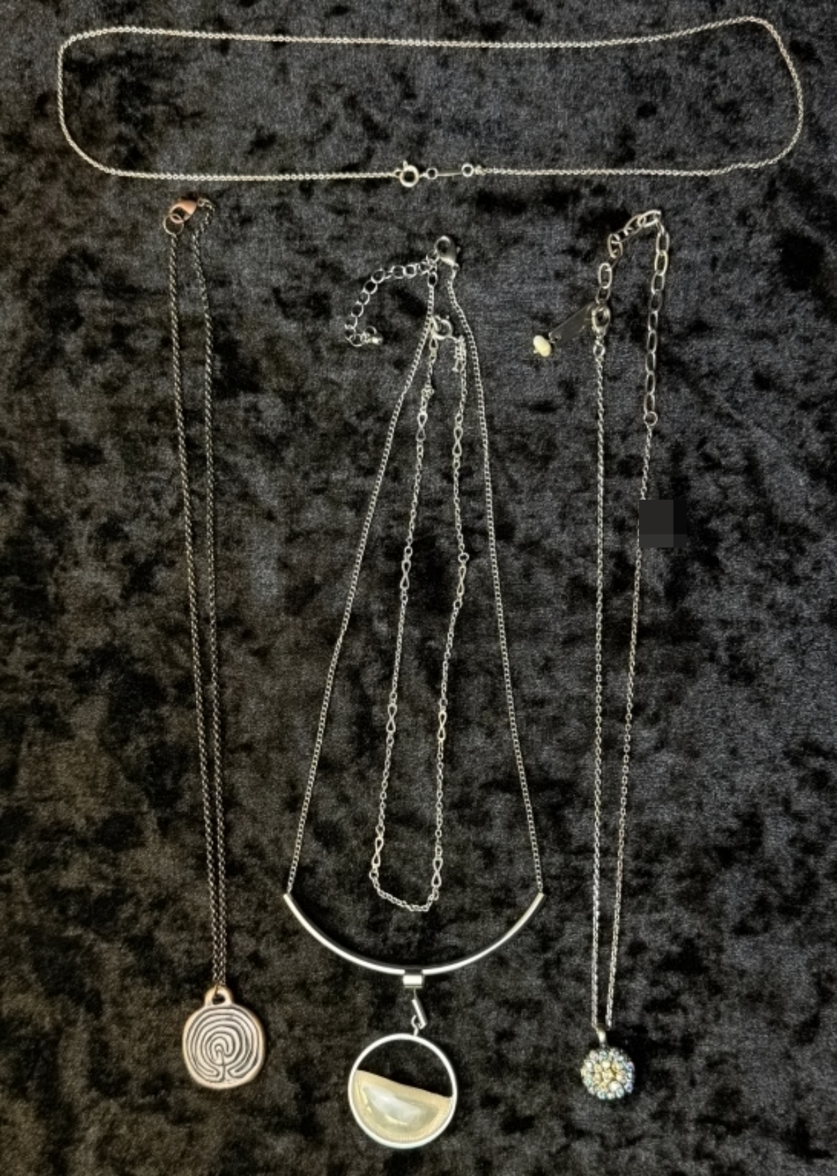 Silver-Tone Necklace Lot, 5 Pcs w/ Pendants