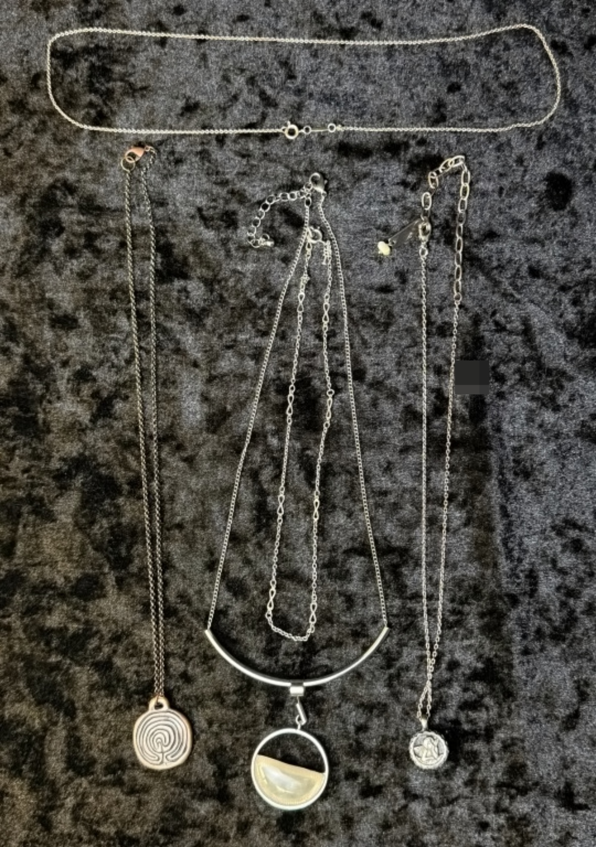 Silver-Tone Necklace Lot, 5 Pcs w/ Pendants