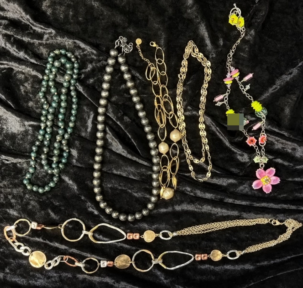 Necklace Lot, 6 Pcs, Bead & Gold-Tone Mix