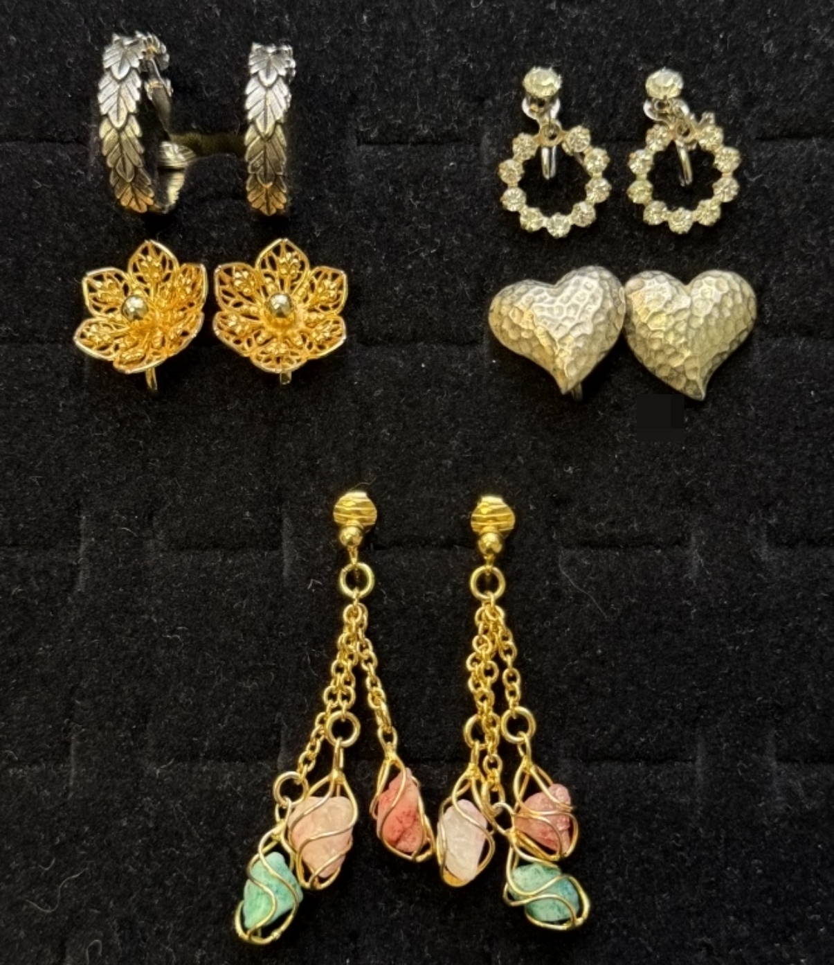 Costume Earring Lot, 5 Pairs Clip-On