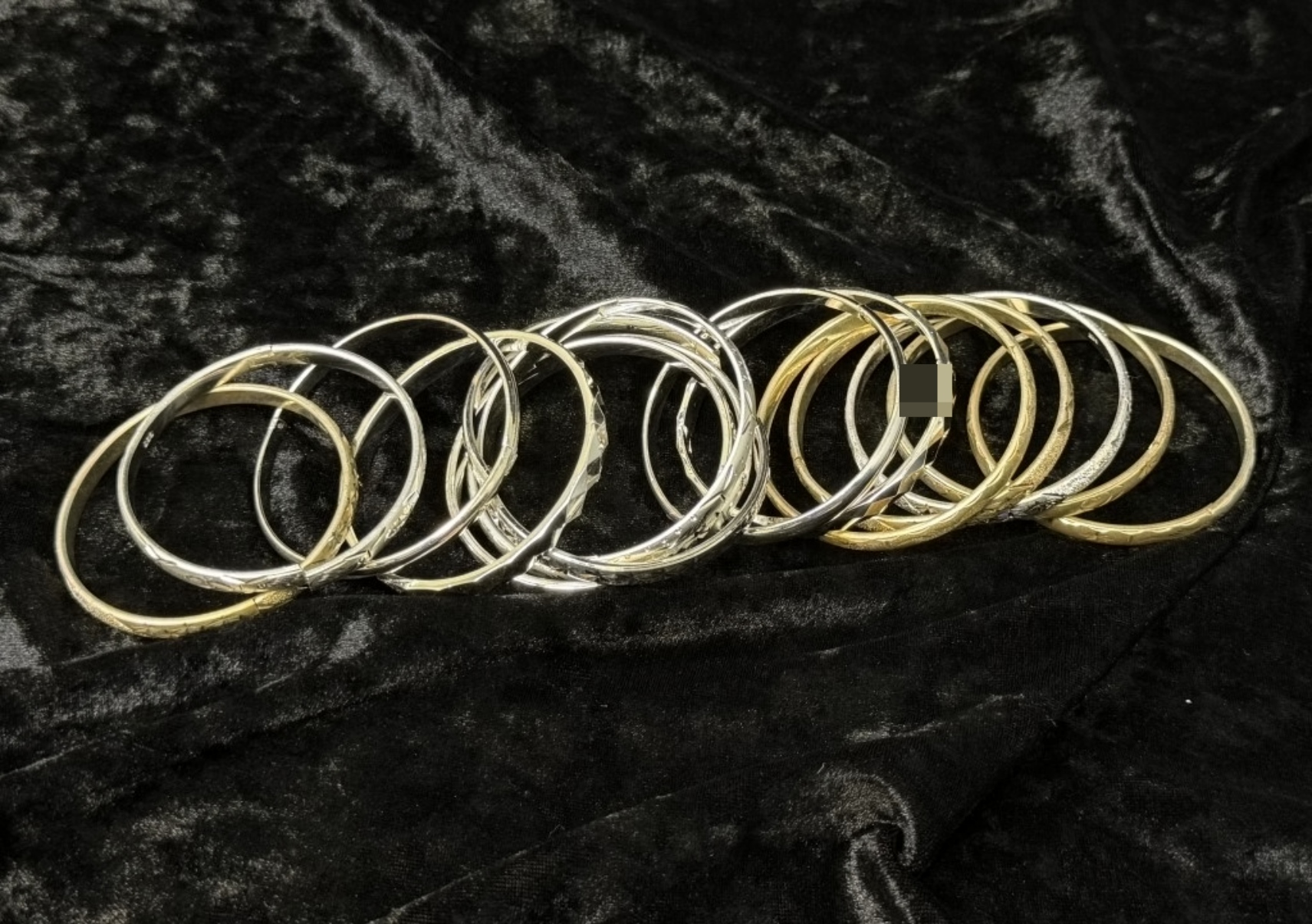 Lot of 12 Mixed Tone Bangle Bracelets