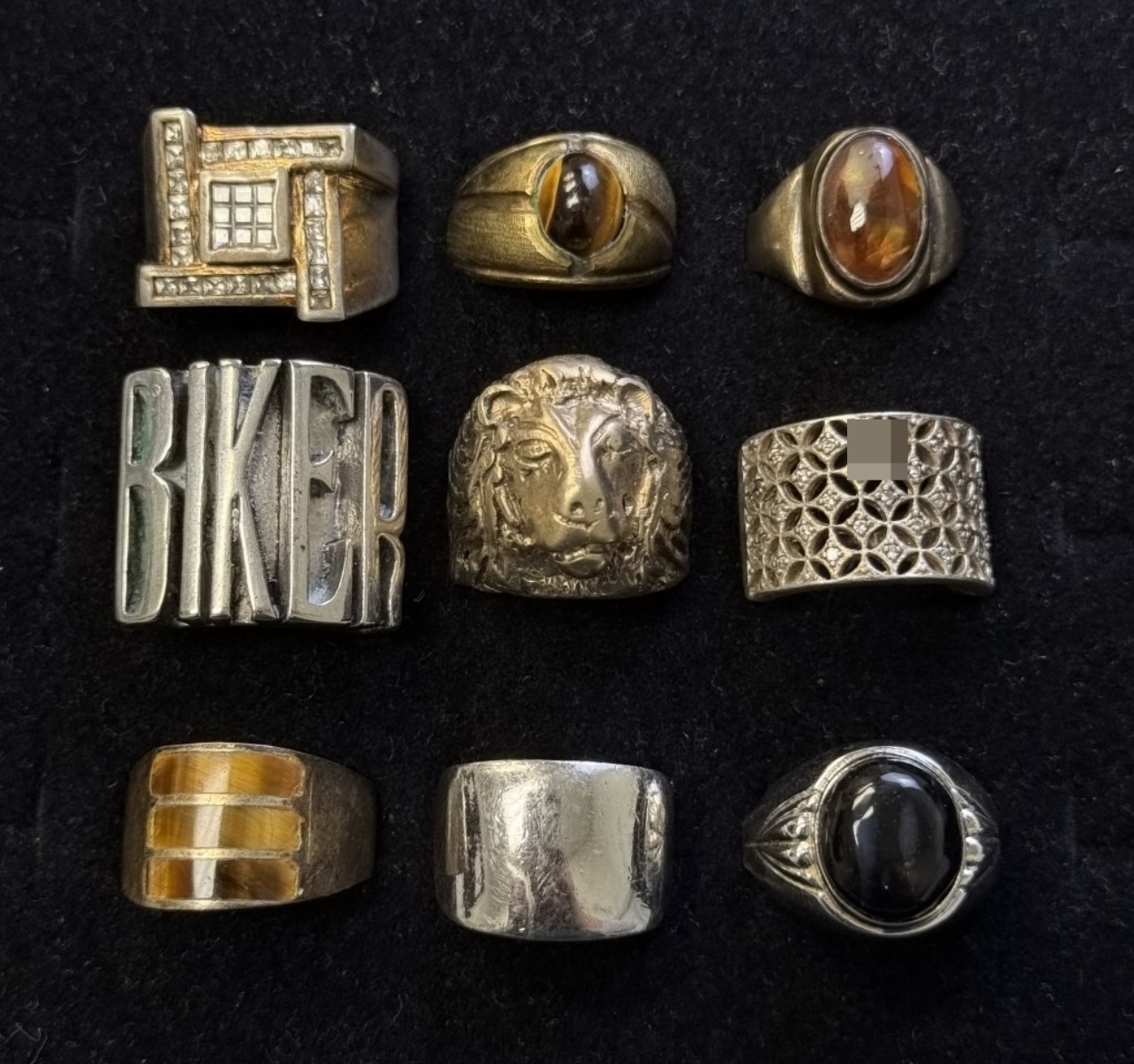 Men's Ring Lot, 9 Pcs Gold & Silver-Tone