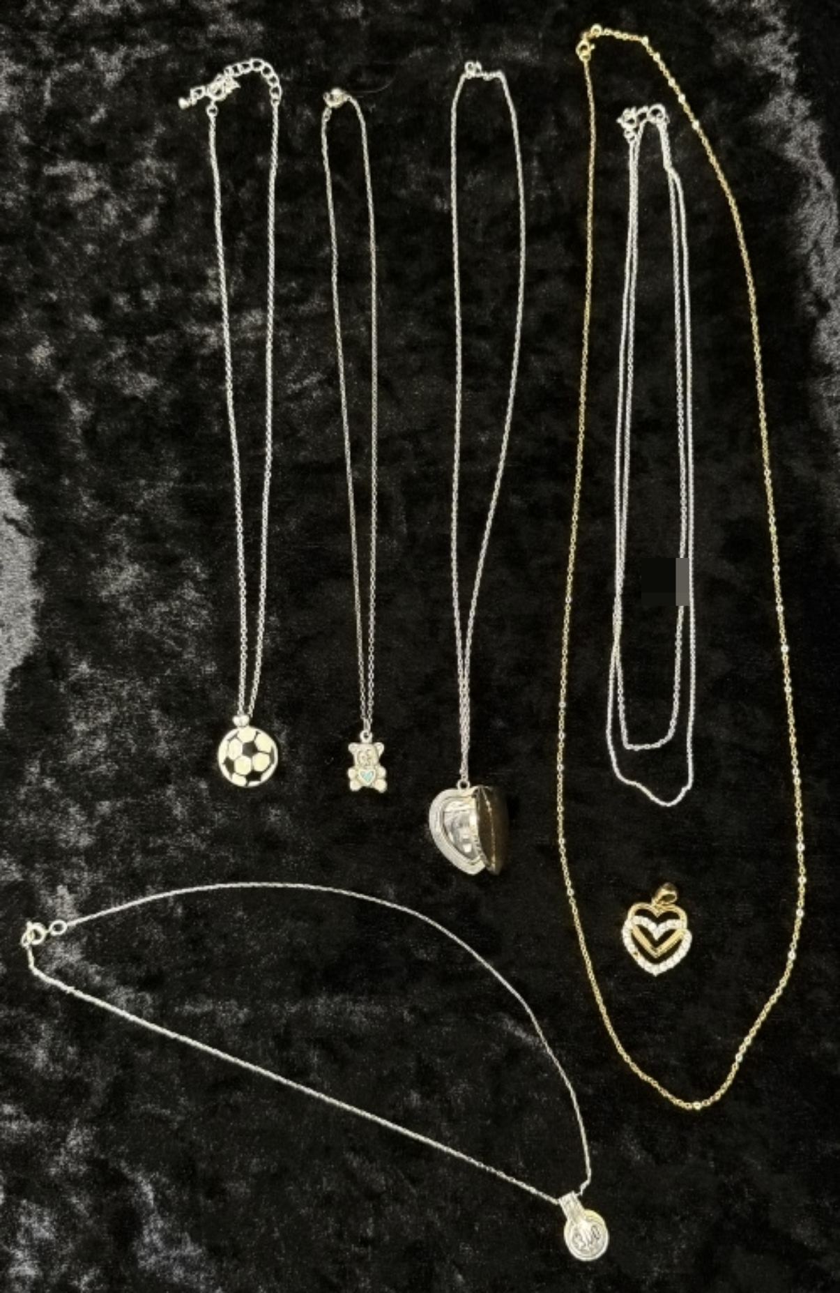 Estate Necklace Lot, 4 Pendants Mixed Chains