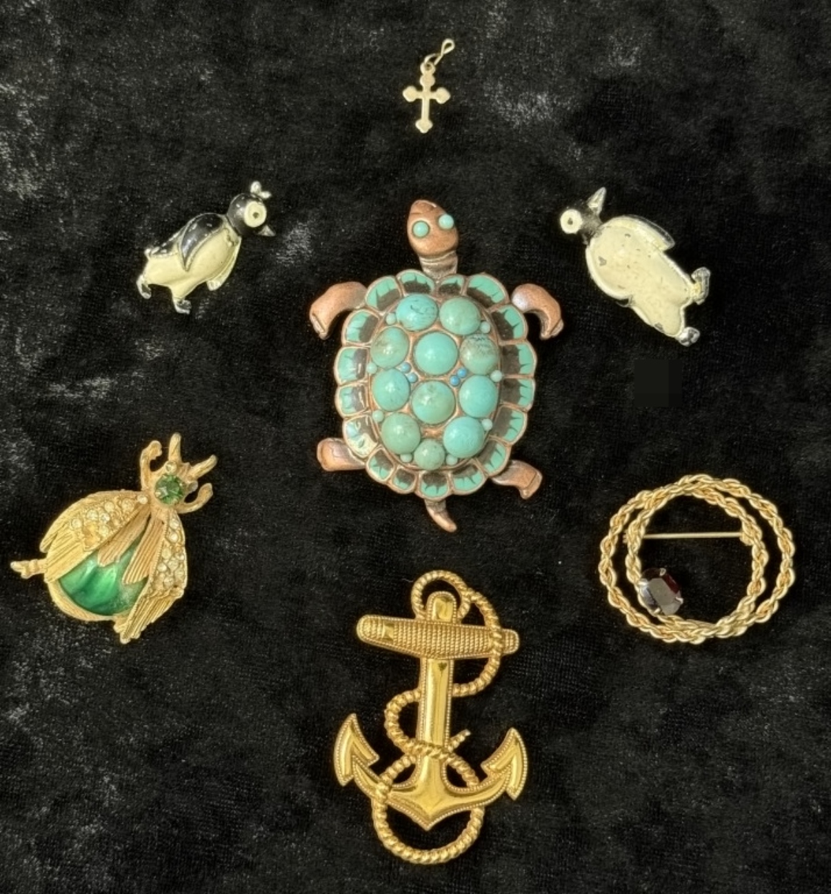 Vintage Costume Brooch Lot, 6 Pieces Mixed